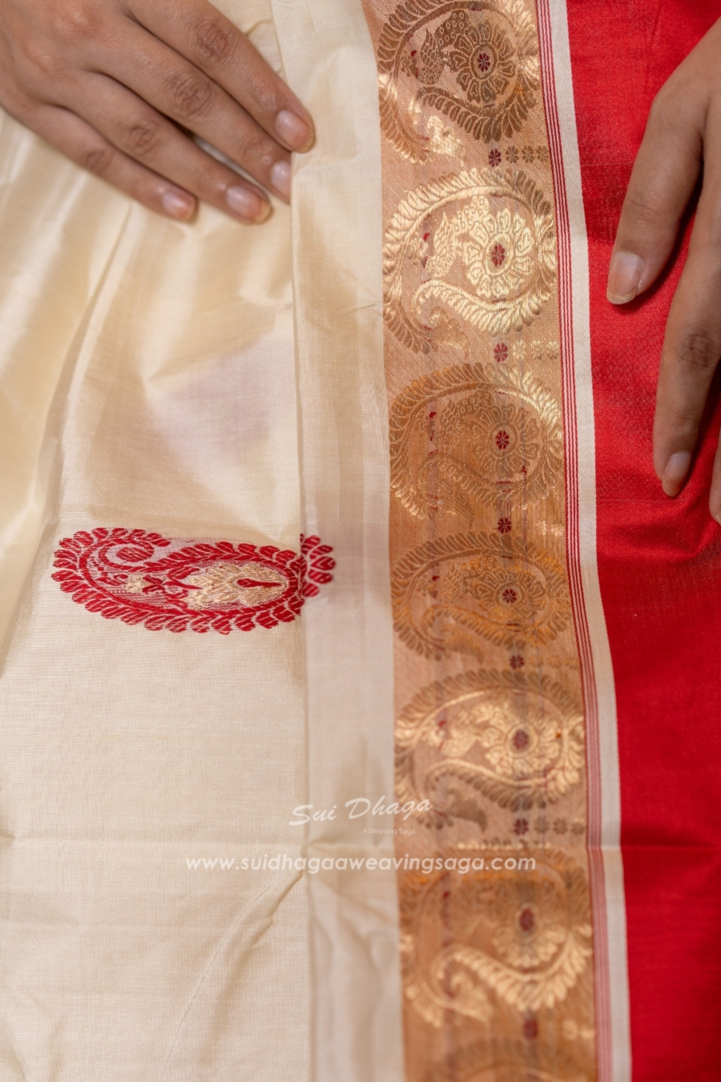 Garod Red Border Pure Silk Saree