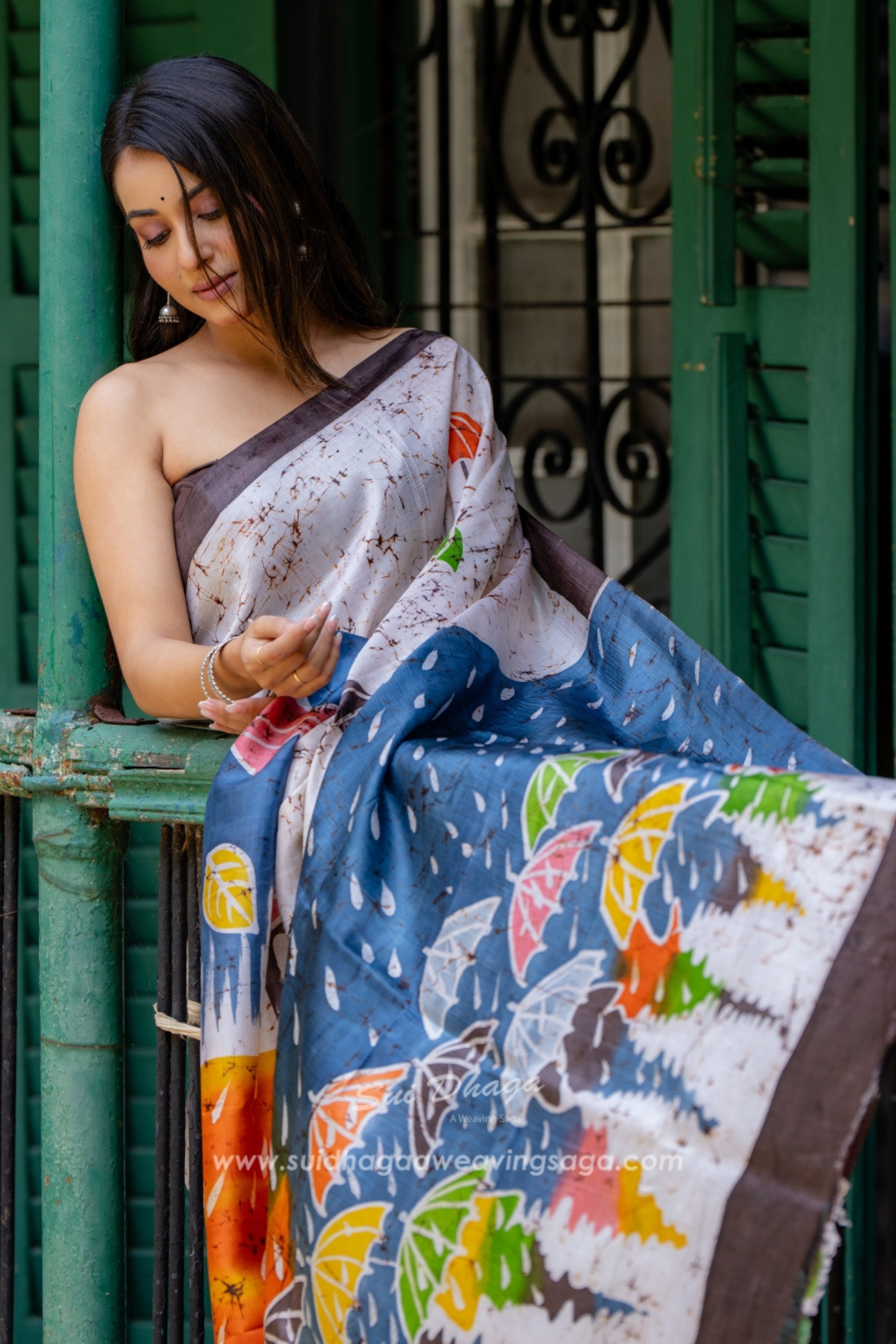 Batik Monsoon Happiness Pure Mulberry Silk Saree