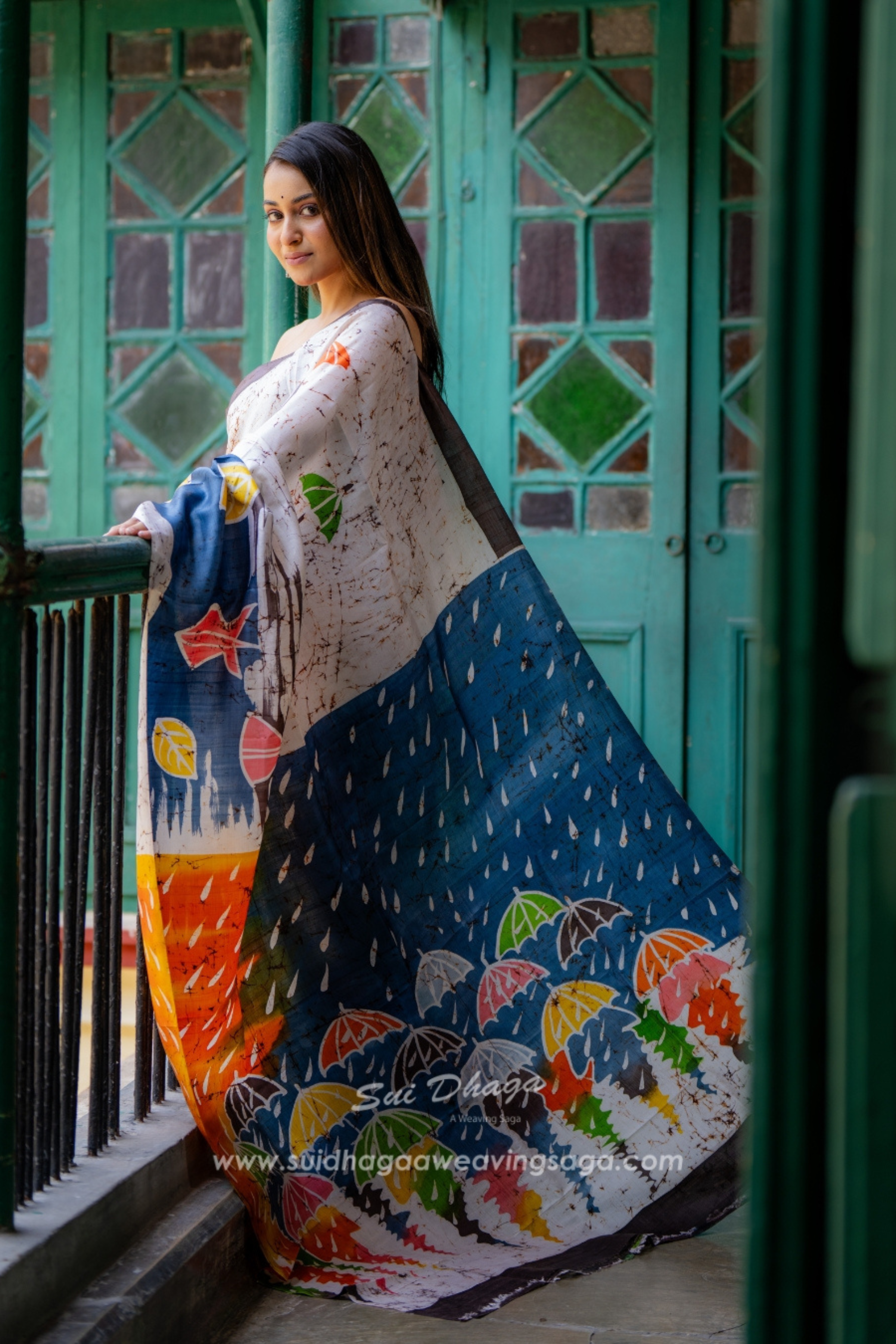 Batik Monsoon Happiness Pure Mulberry Silk Saree