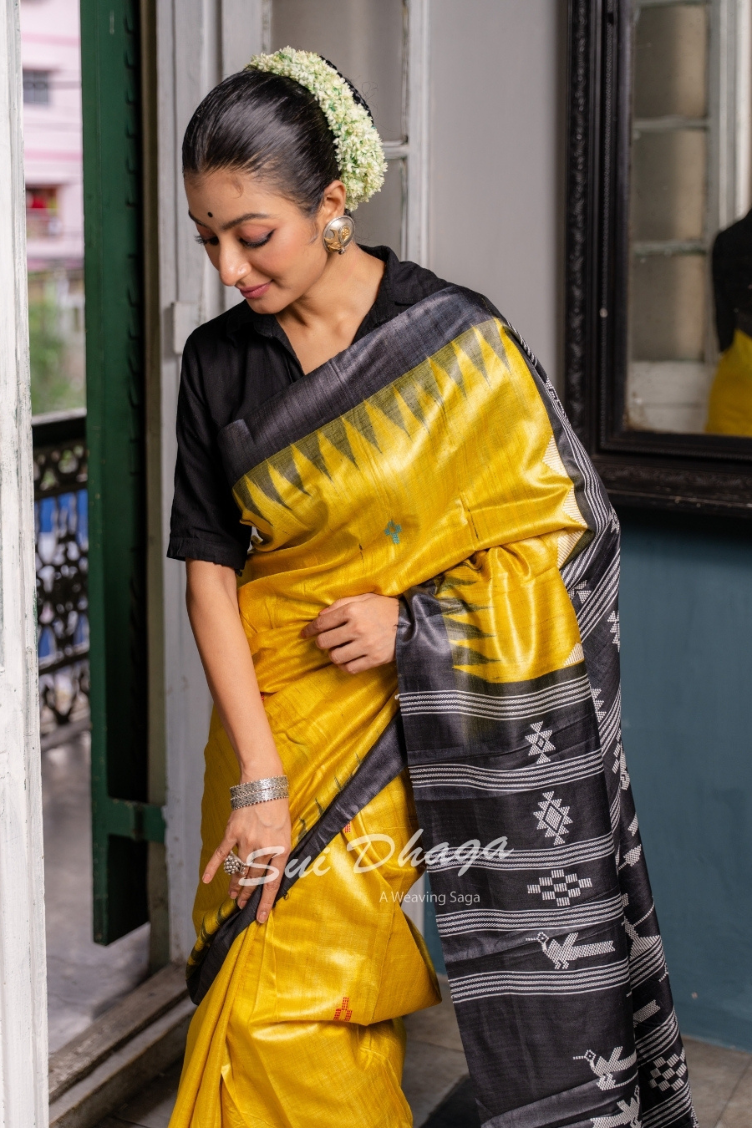 Gopalpur Yellow Tussar Silk Saree