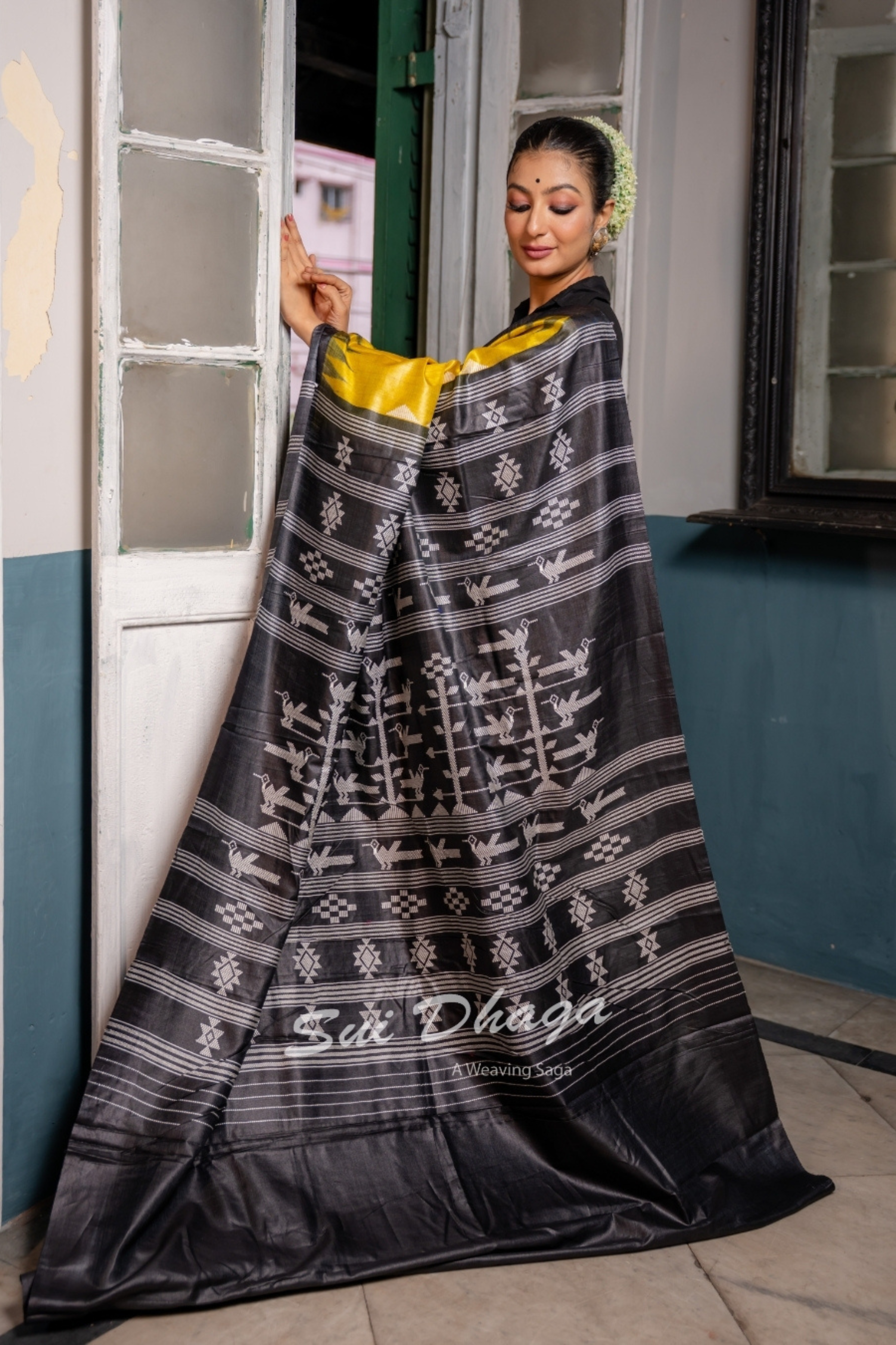 Gopalpur Yellow Tussar Silk Saree