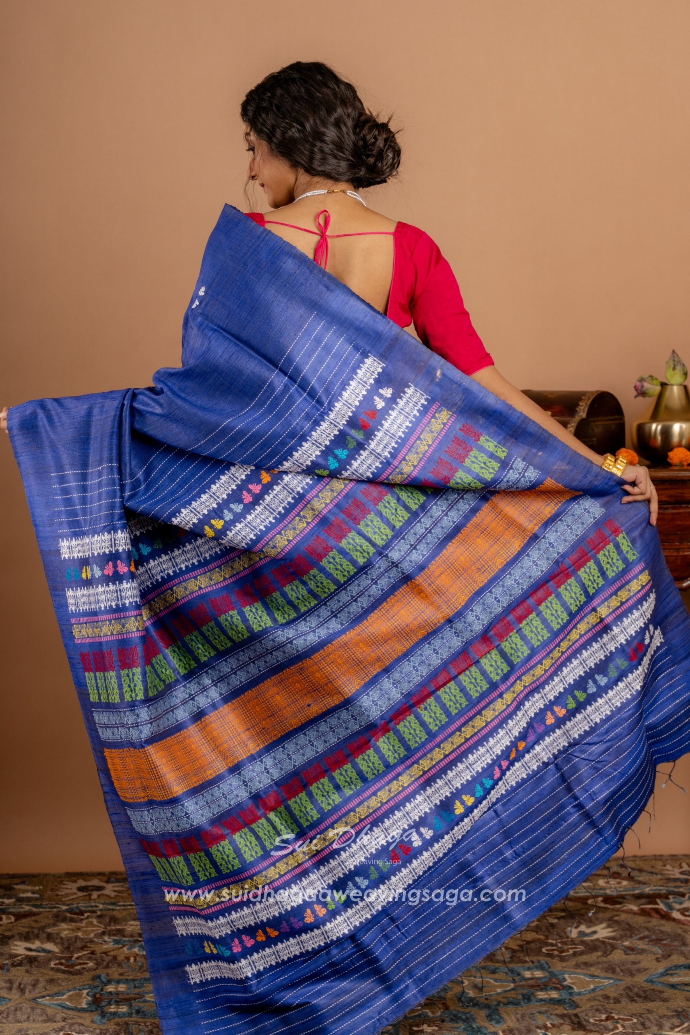 Ink Blue Gopalpur Tussar Saree
