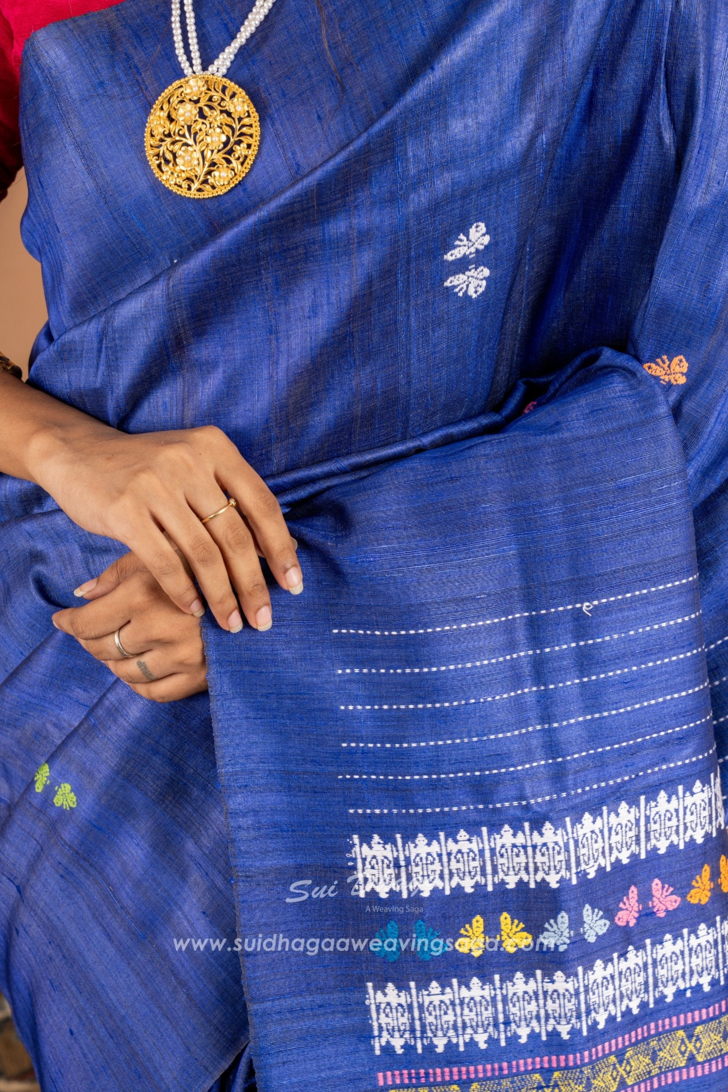 Ink Blue Gopalpur Tussar Saree