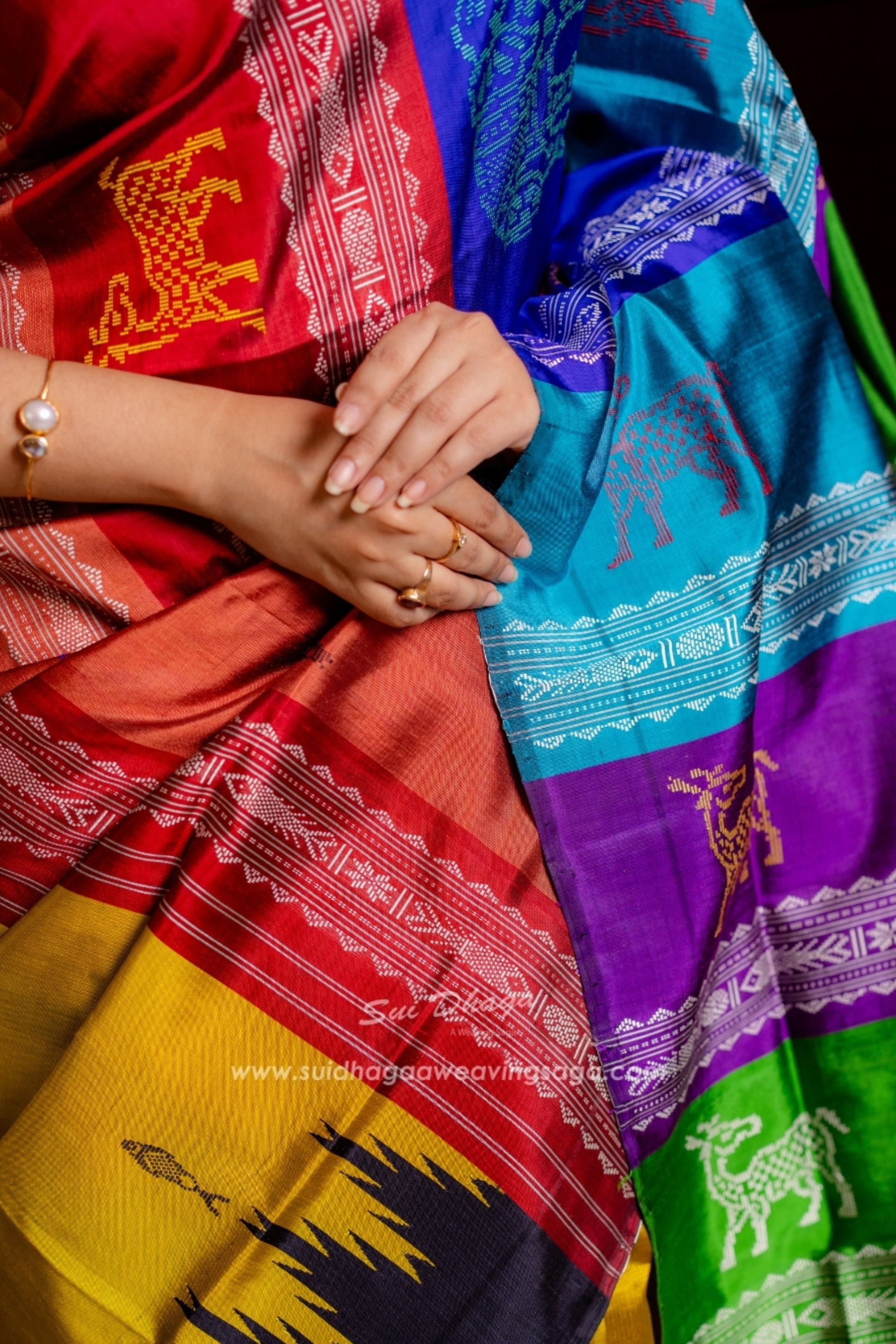 Mustard Yellow Double Pallu Berhampuri Saree