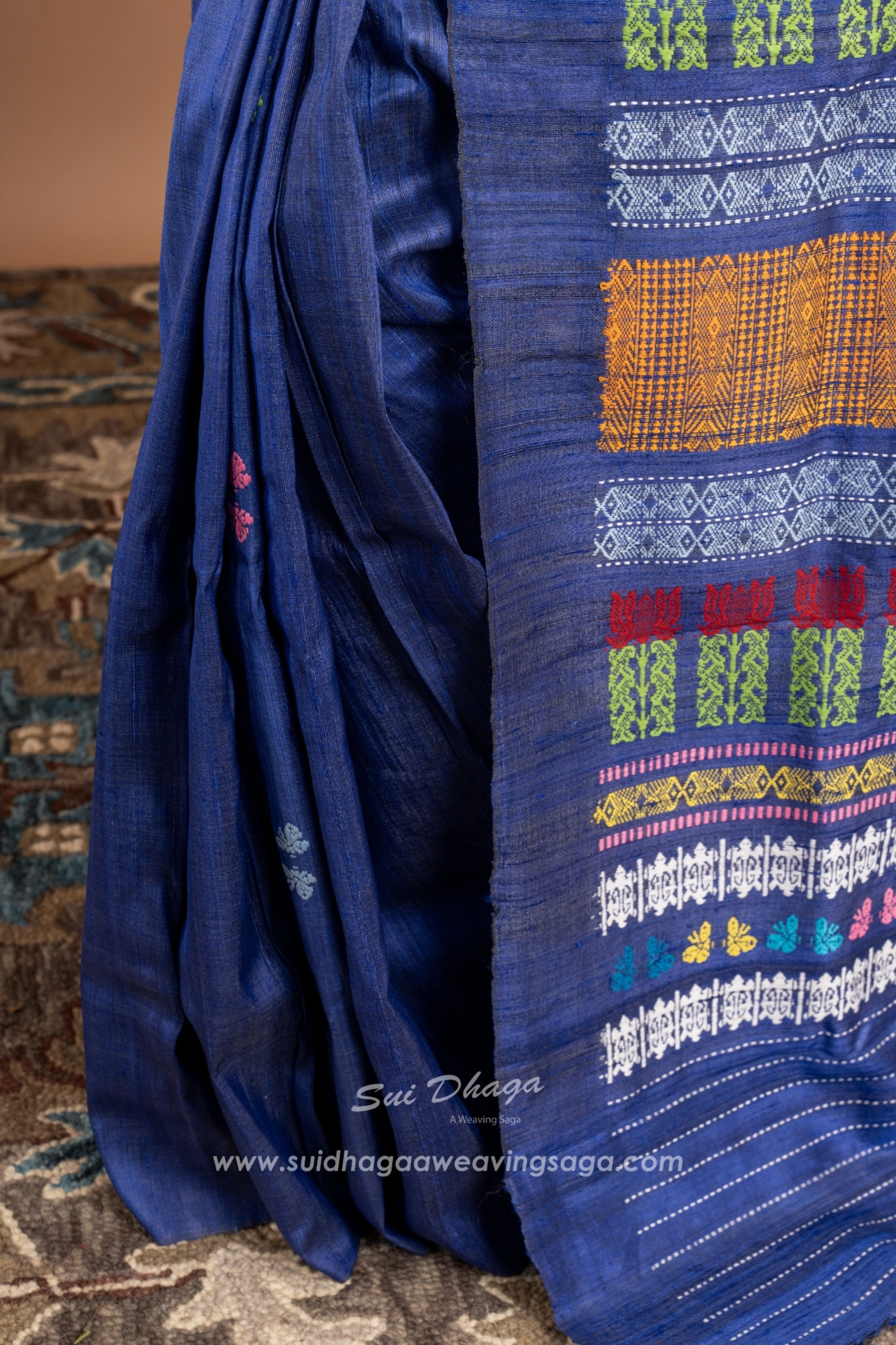 Ink Blue Gopalpur Tussar Saree