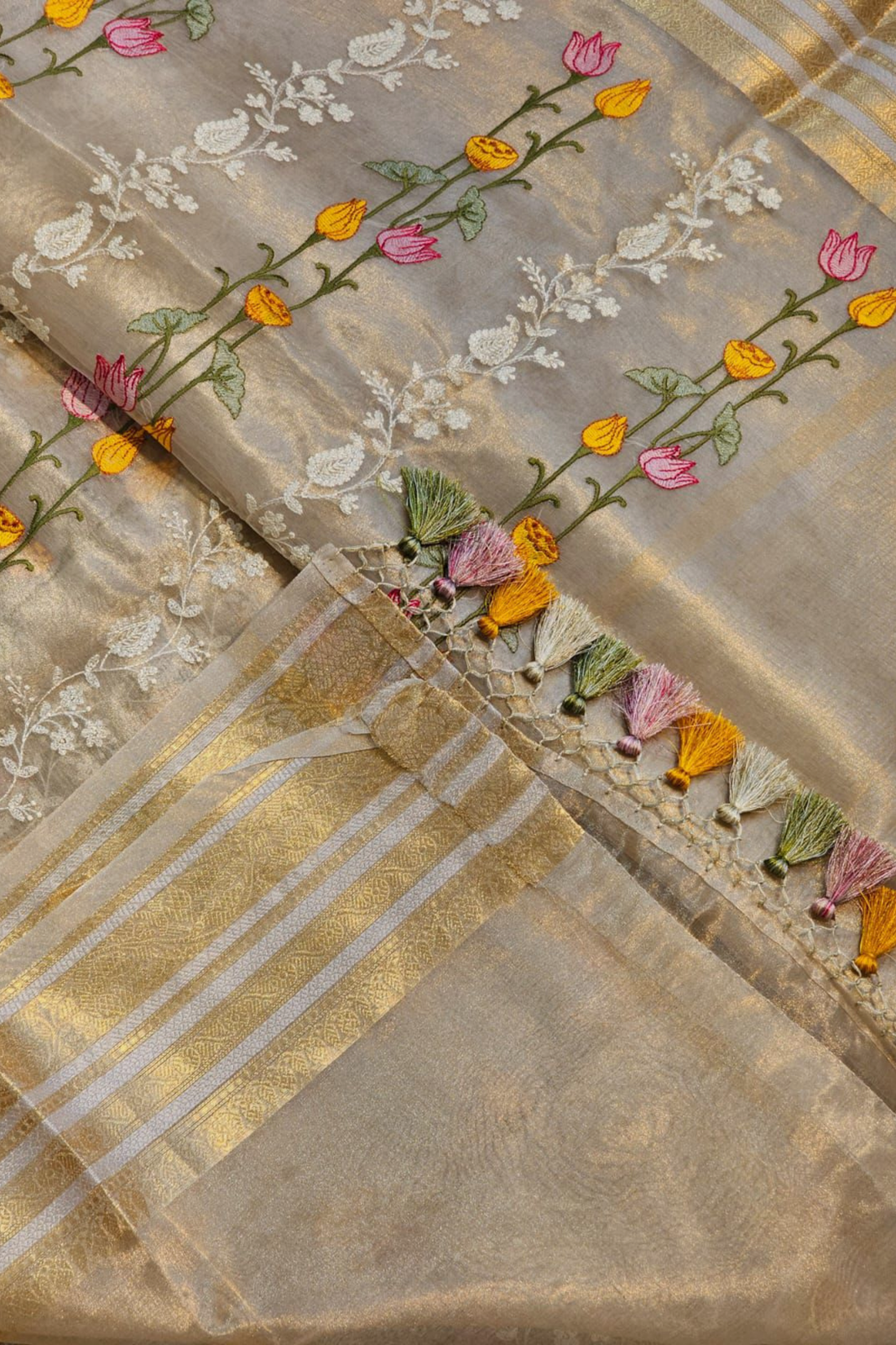 Golden Allure Designer Tissue Silk Saree