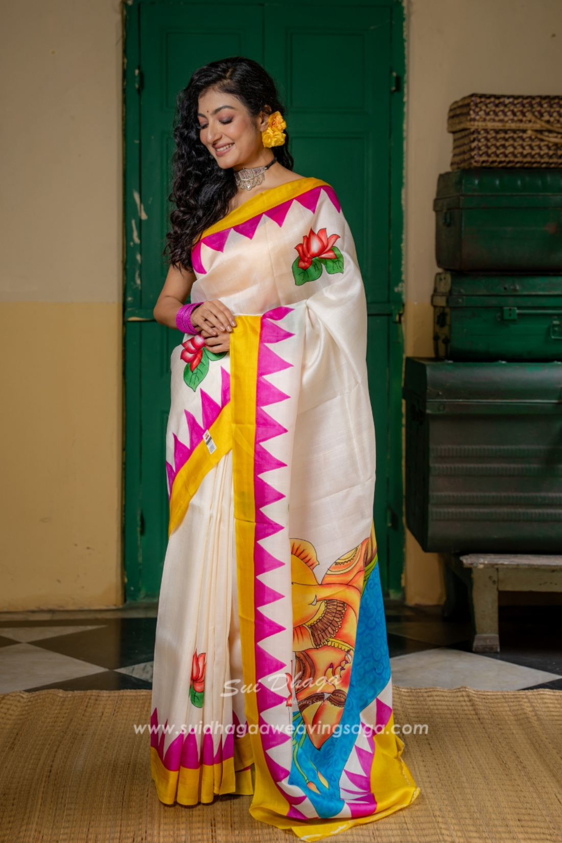 Batik Ganpati Pure Mulberry Silk Saree