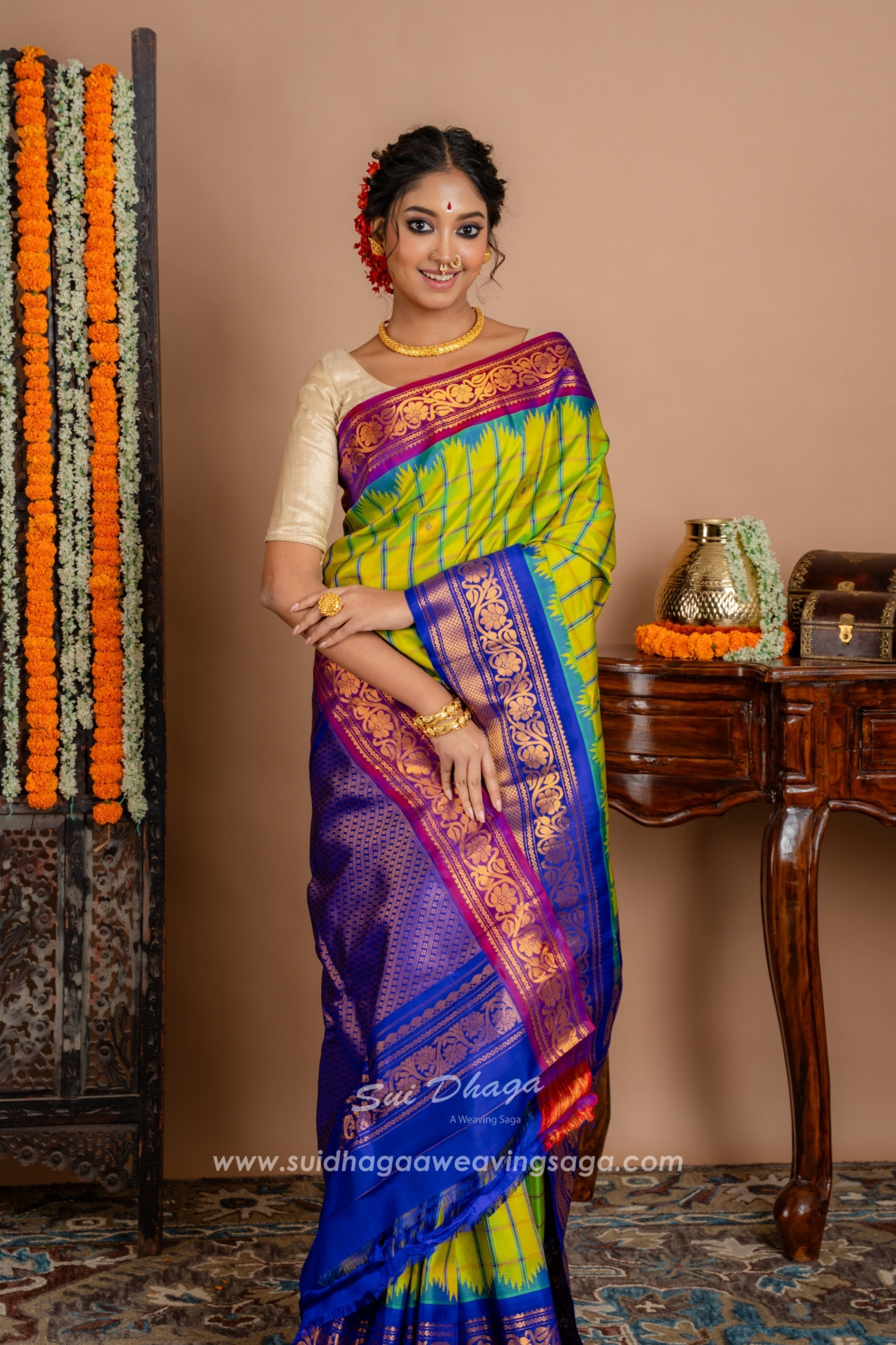 Ganga Jamuna Gadwal Silk Saree