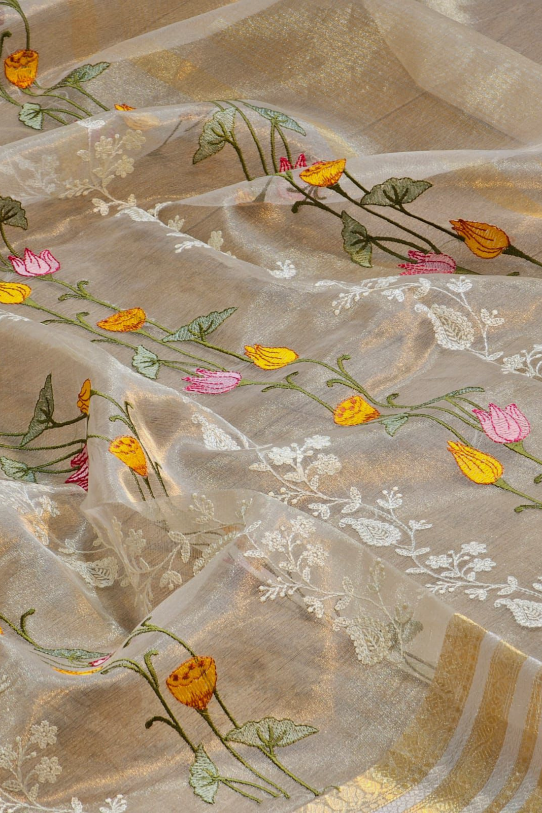 Golden Allure Designer Tissue Silk Saree