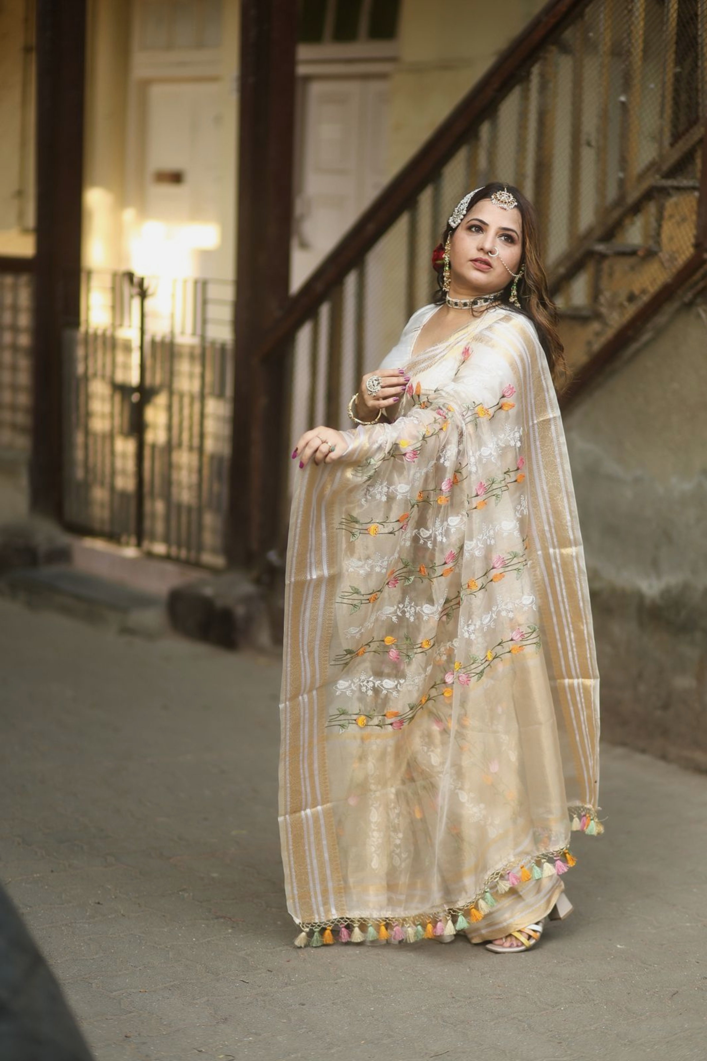 Golden Allure Designer Tissue Silk Saree