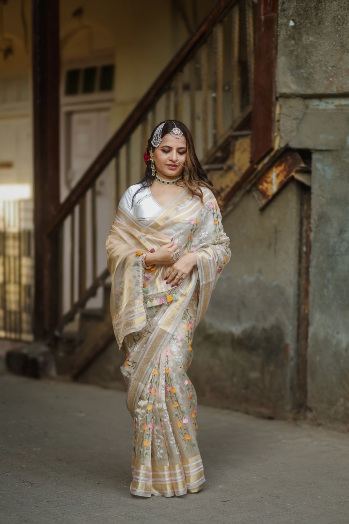 Golden Allure Designer Tissue Silk Saree