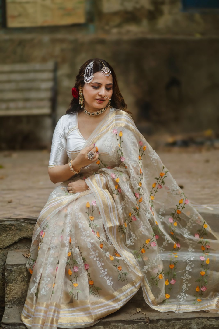 Golden Allure Designer Tissue Silk Saree