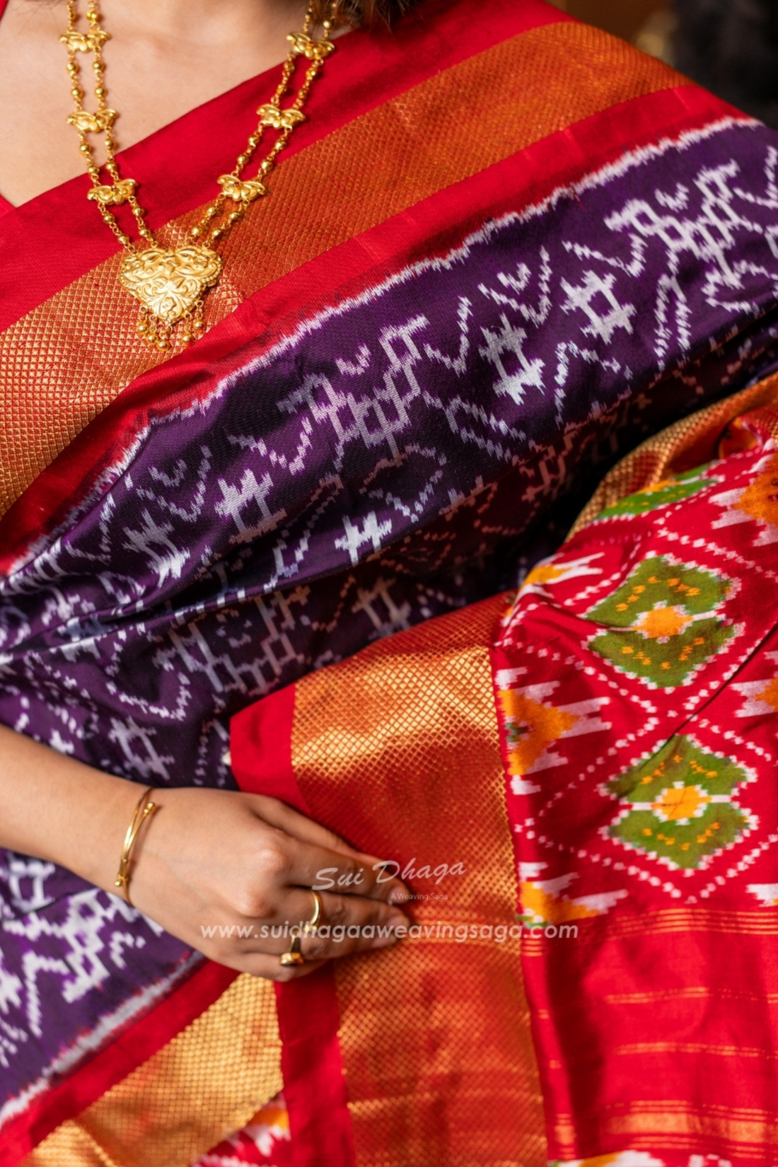 Double Weave Pure Silk Pochampally Ikkat Saree