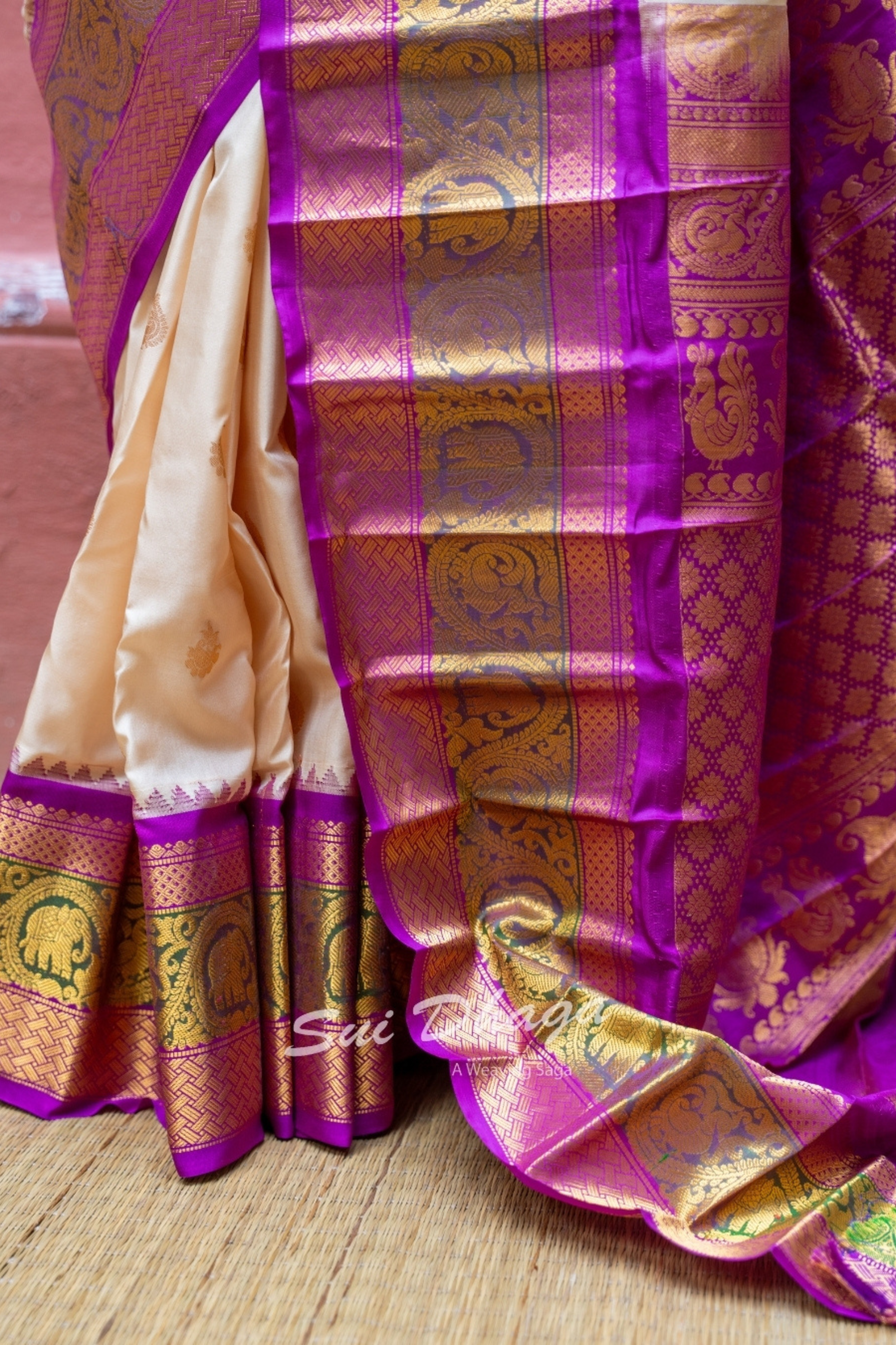 Gadwal Pure Silk Saree with Designer Peacock Border