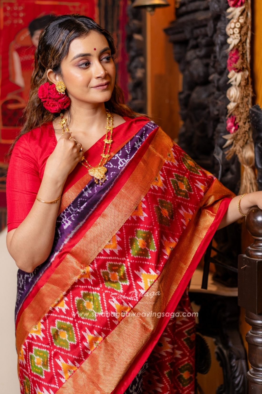 Double Weave Pure Silk Pochampally Ikkat Saree