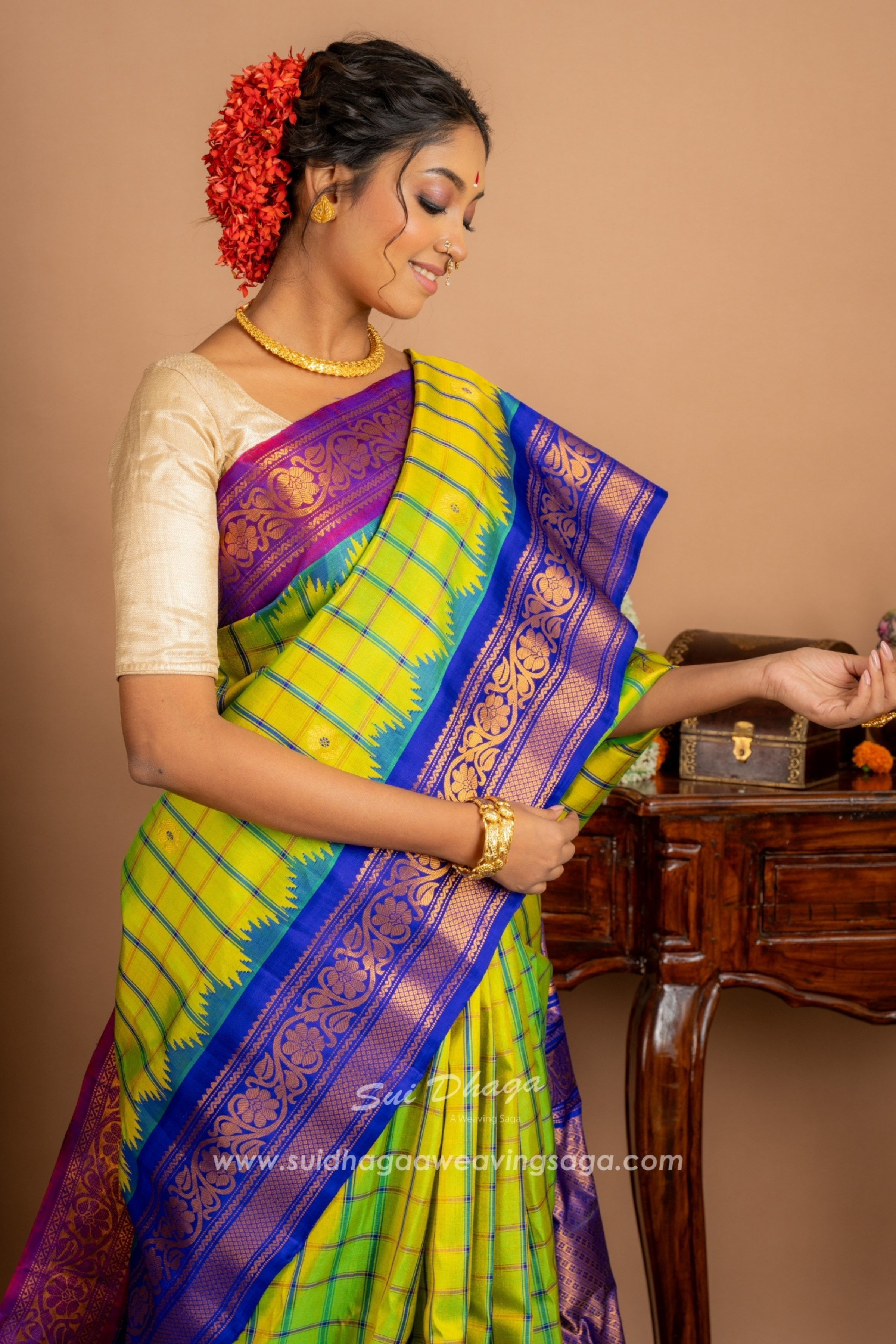 Ganga Jamuna Gadwal Silk Saree