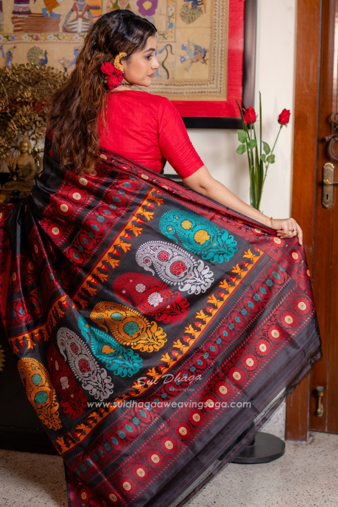 Revival Butta Pure Silk Baluchuri Saree