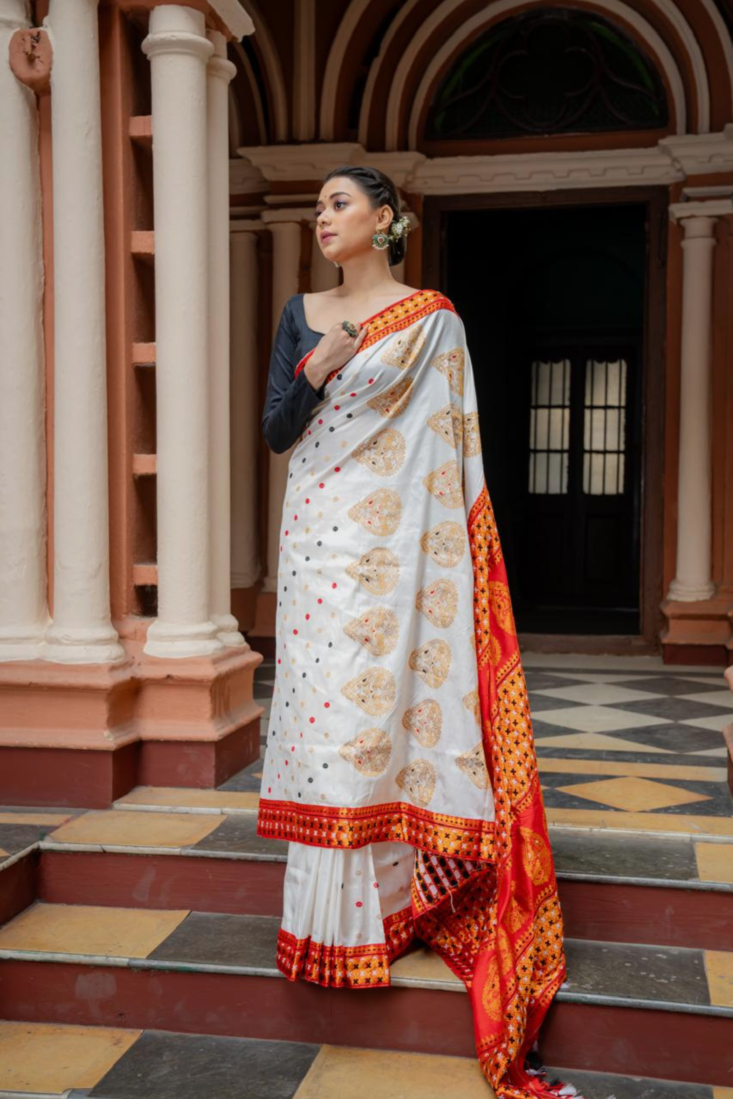 Crimson Elegance Assam Paat Silk Saree