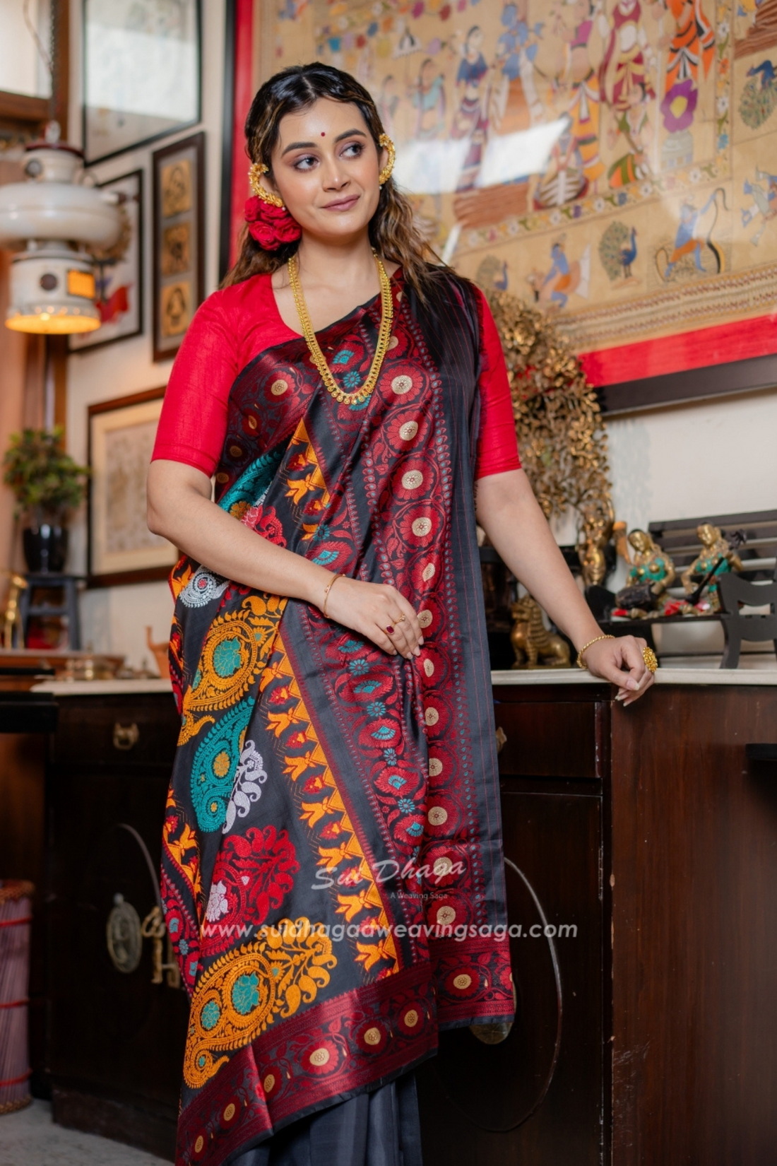 Revival Butta Pure Silk Baluchuri Saree