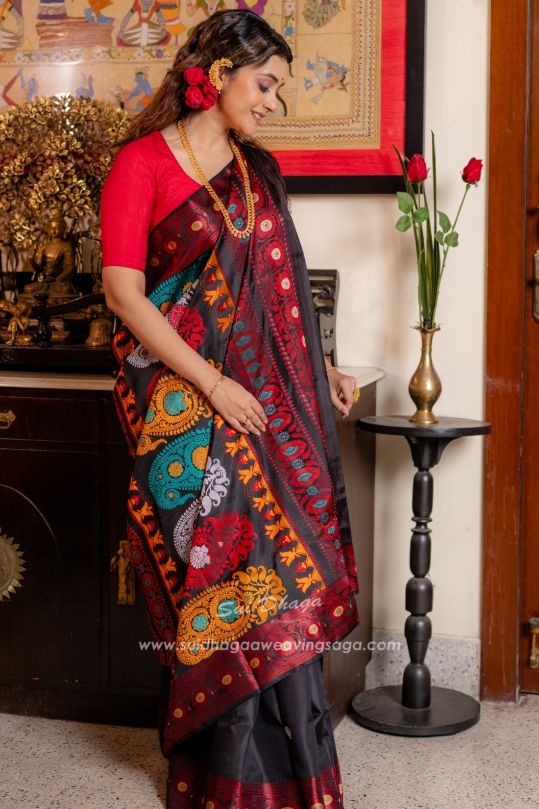 Revival Butta Pure Silk Baluchuri Saree