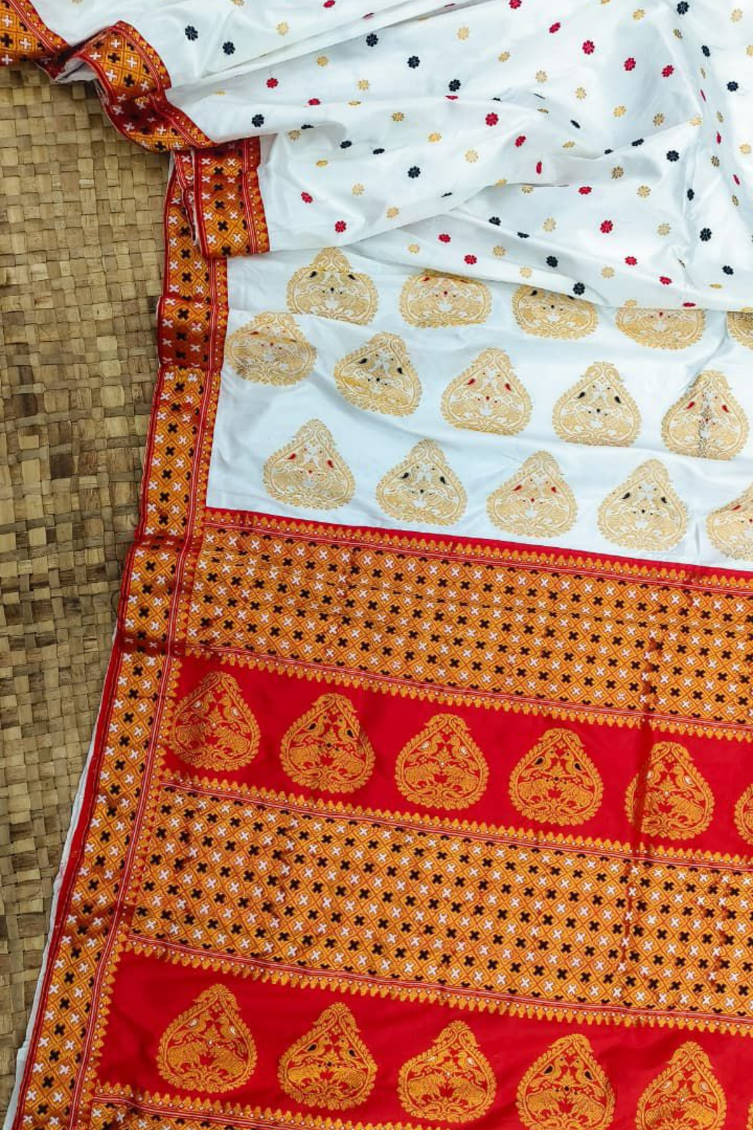 Crimson Elegance Assam Paat Silk Saree