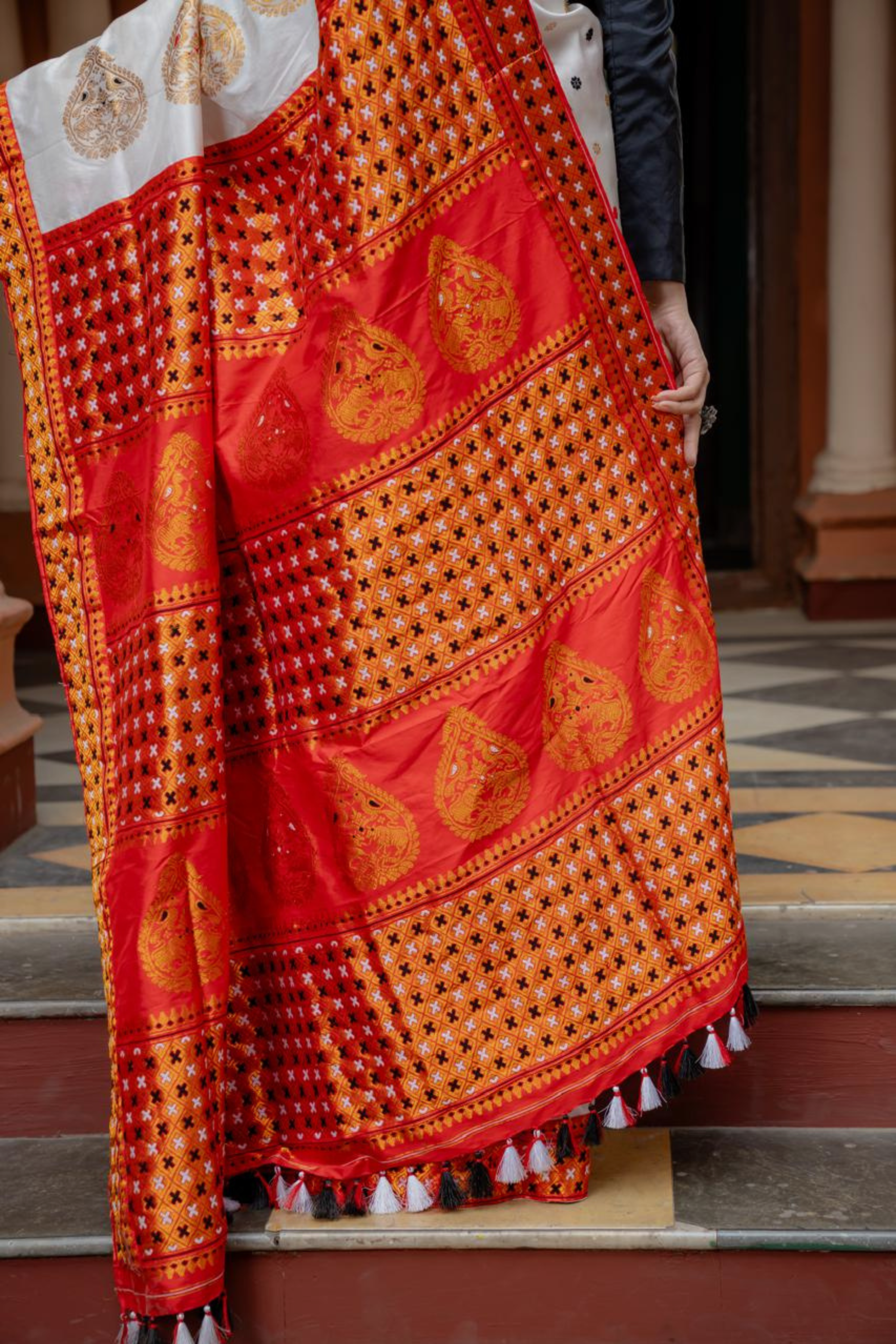 Crimson Elegance Assam Paat Silk Saree