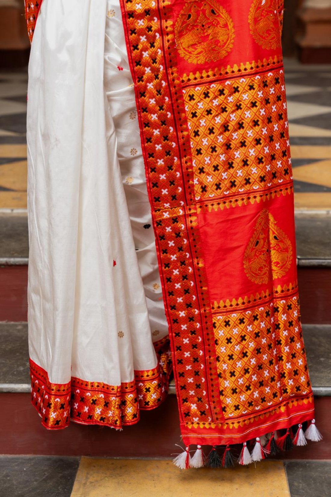 Crimson Elegance Assam Paat Silk Saree