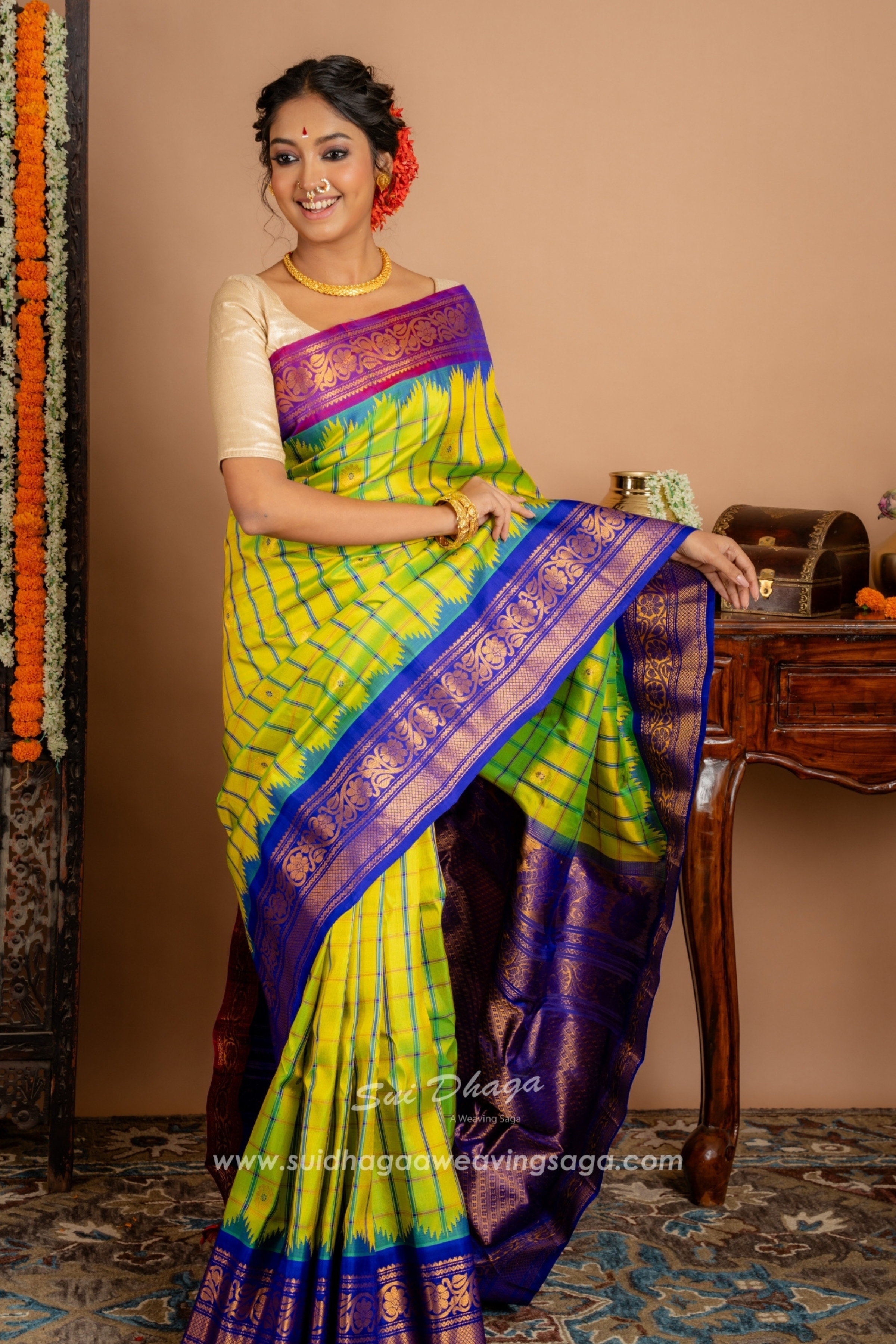 Ganga Jamuna Gadwal Silk Saree