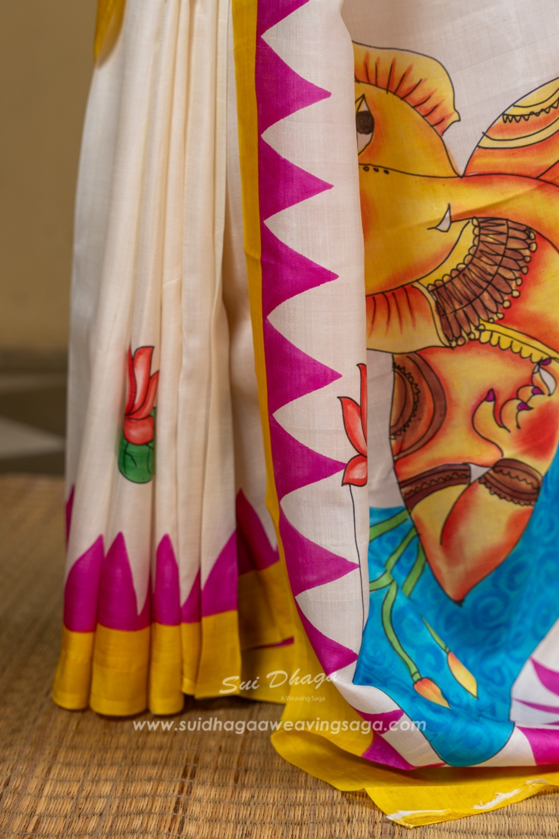 Batik Ganpati Pure Mulberry Silk Saree