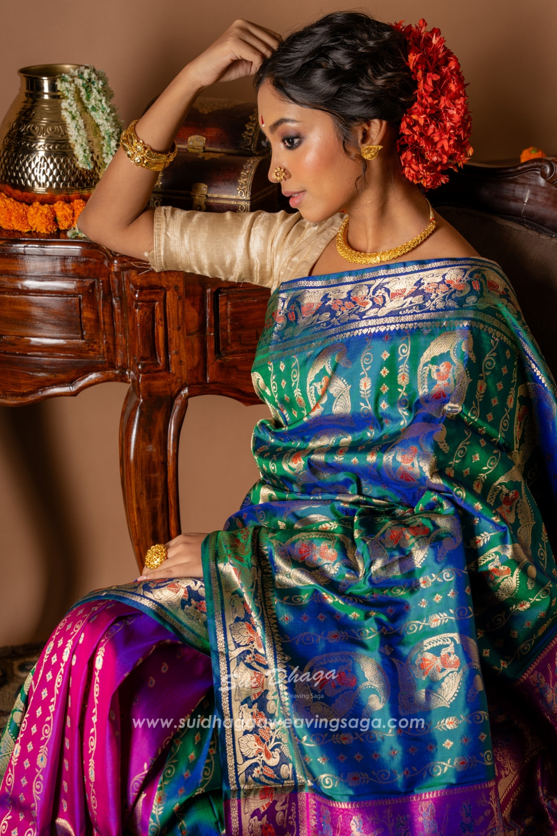 Dual Tone Swarnochuri Saree