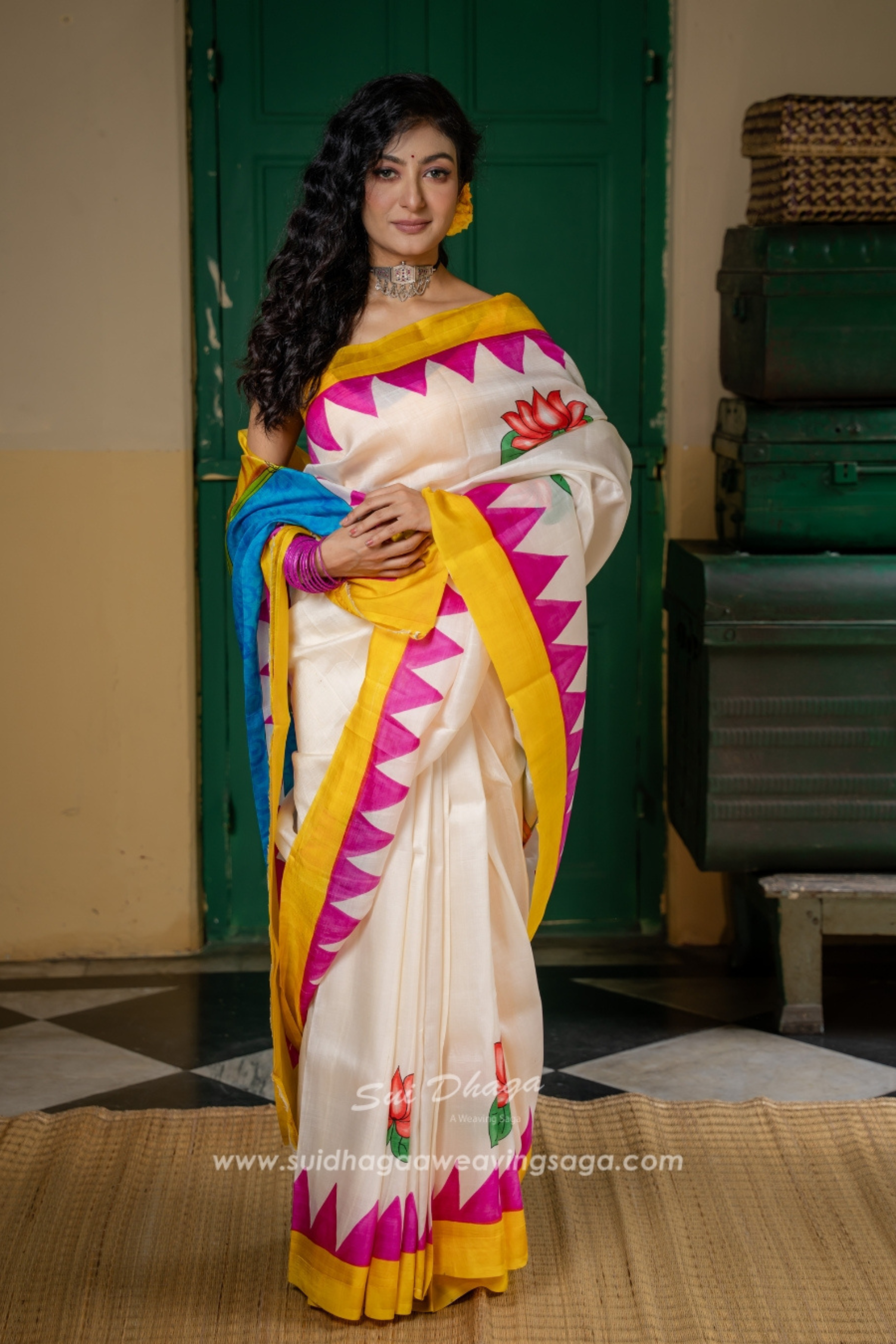 Batik Ganpati Pure Mulberry Silk Saree