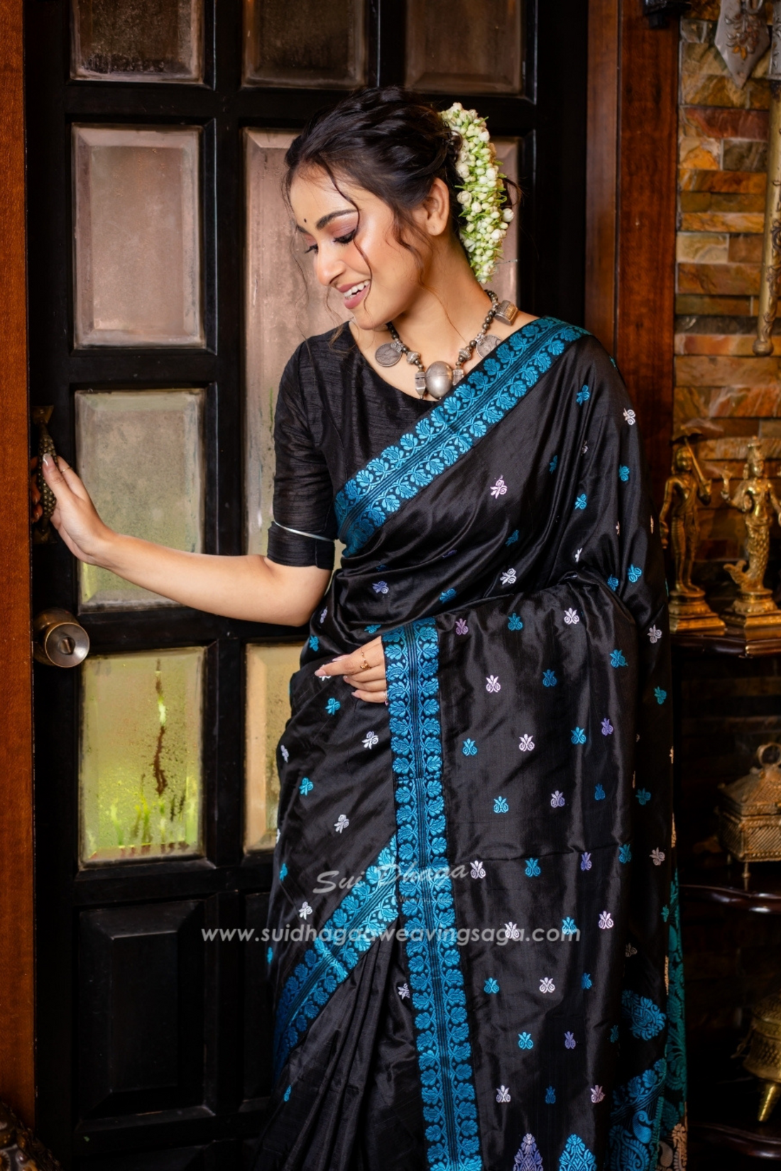Black Pure Paat Silk Saree