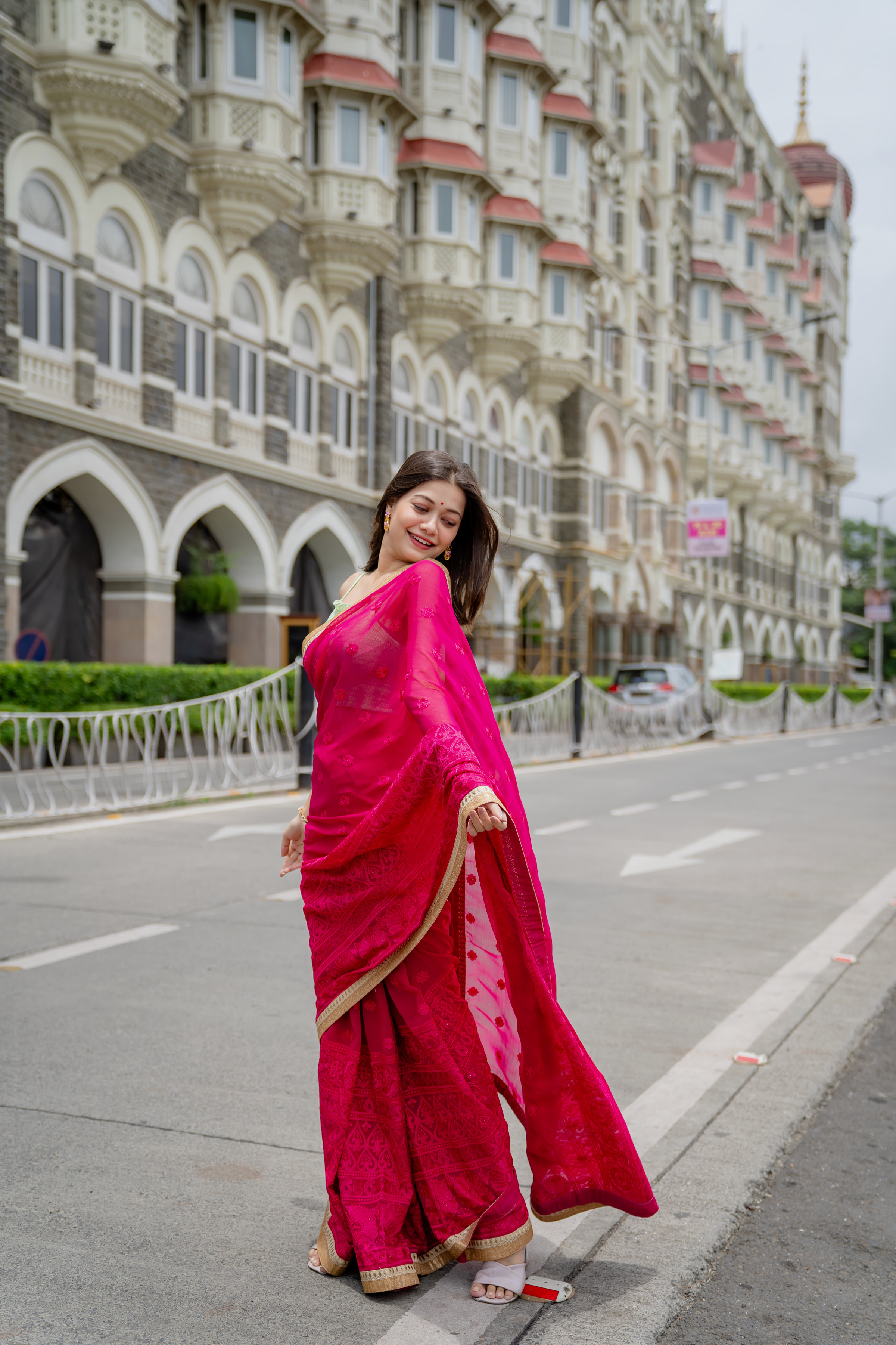 Rosé Whisper Chiffon Saree