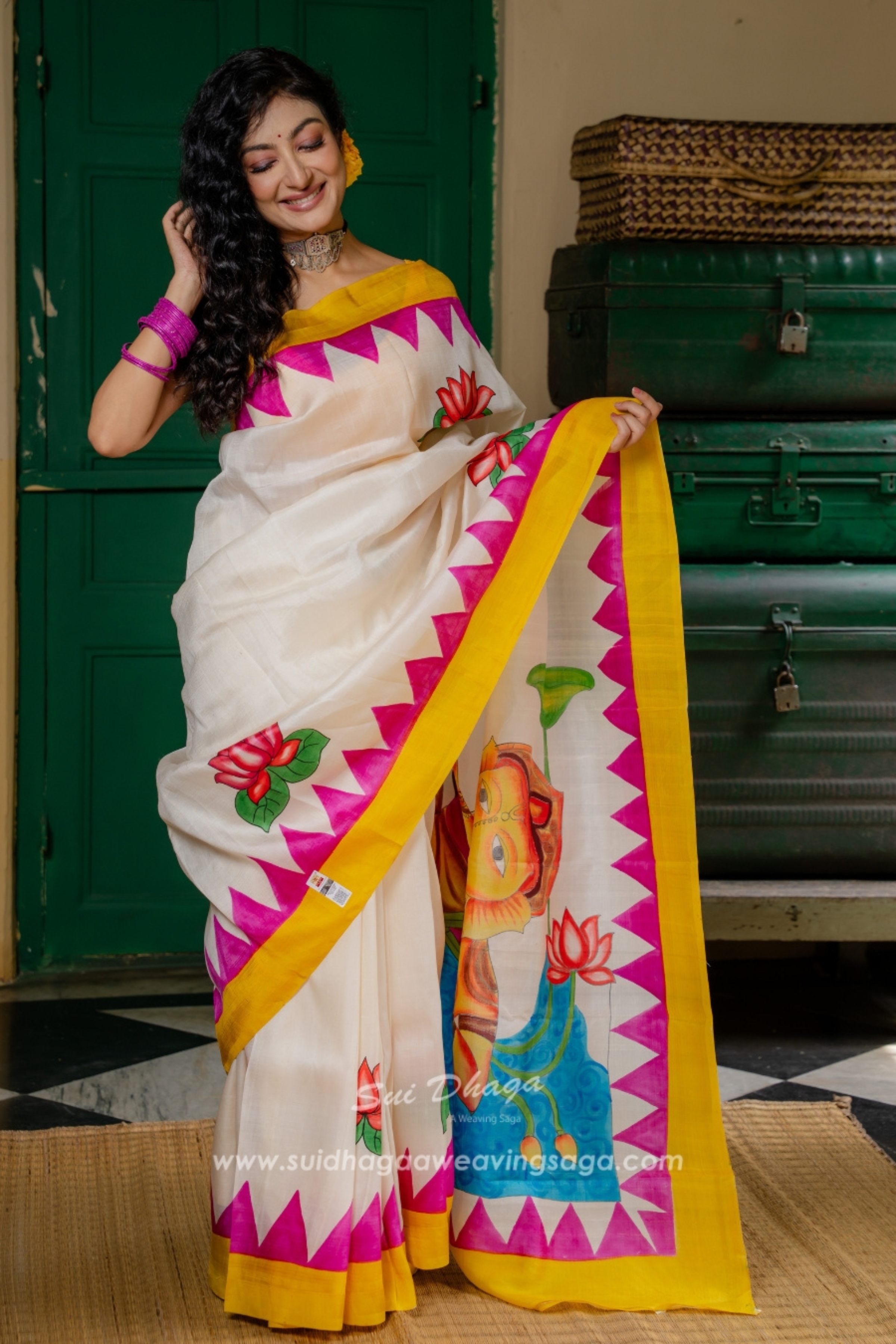 Batik Ganpati Pure Mulberry Silk Saree