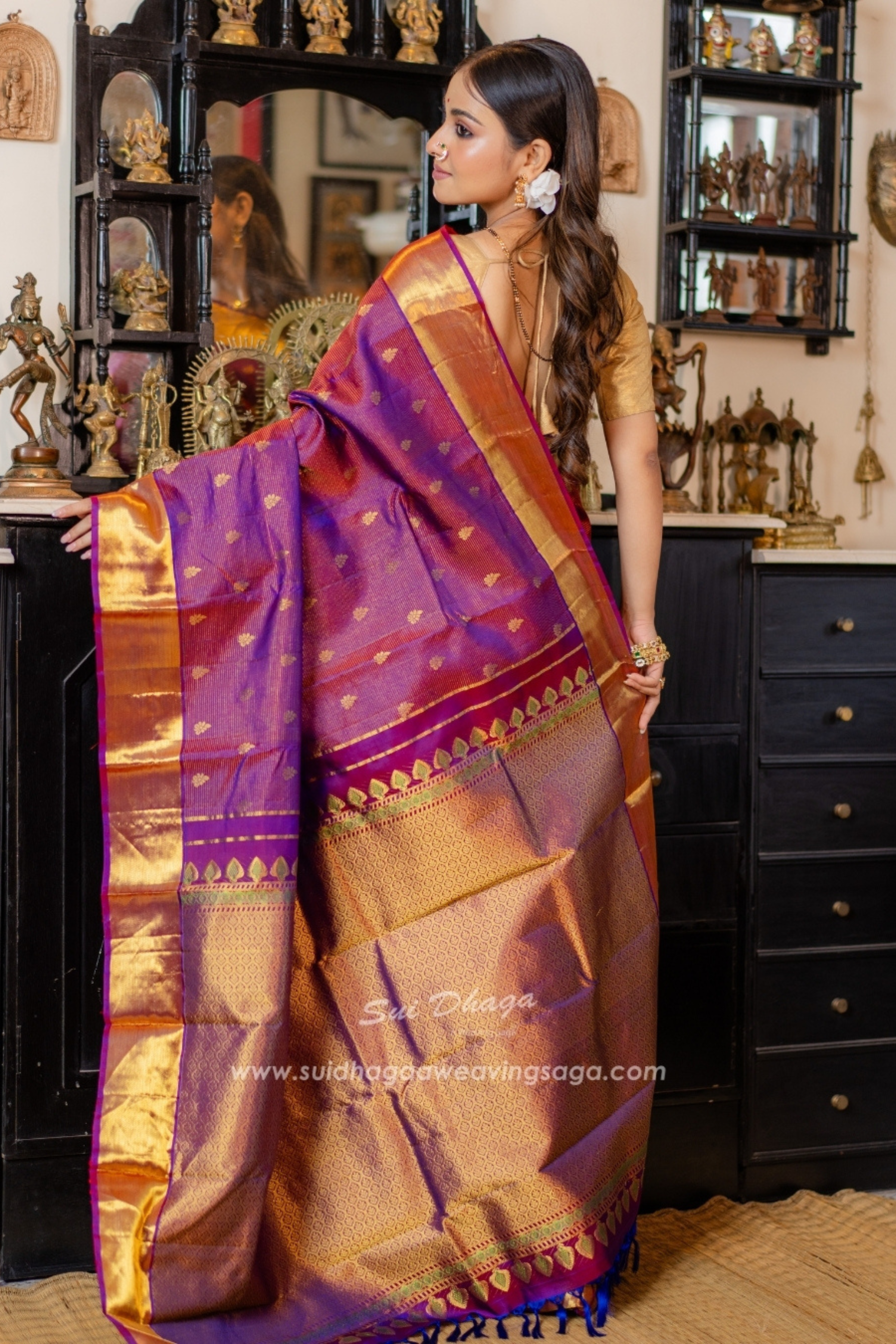 Kanjivaram Purple Pure Silk Saree