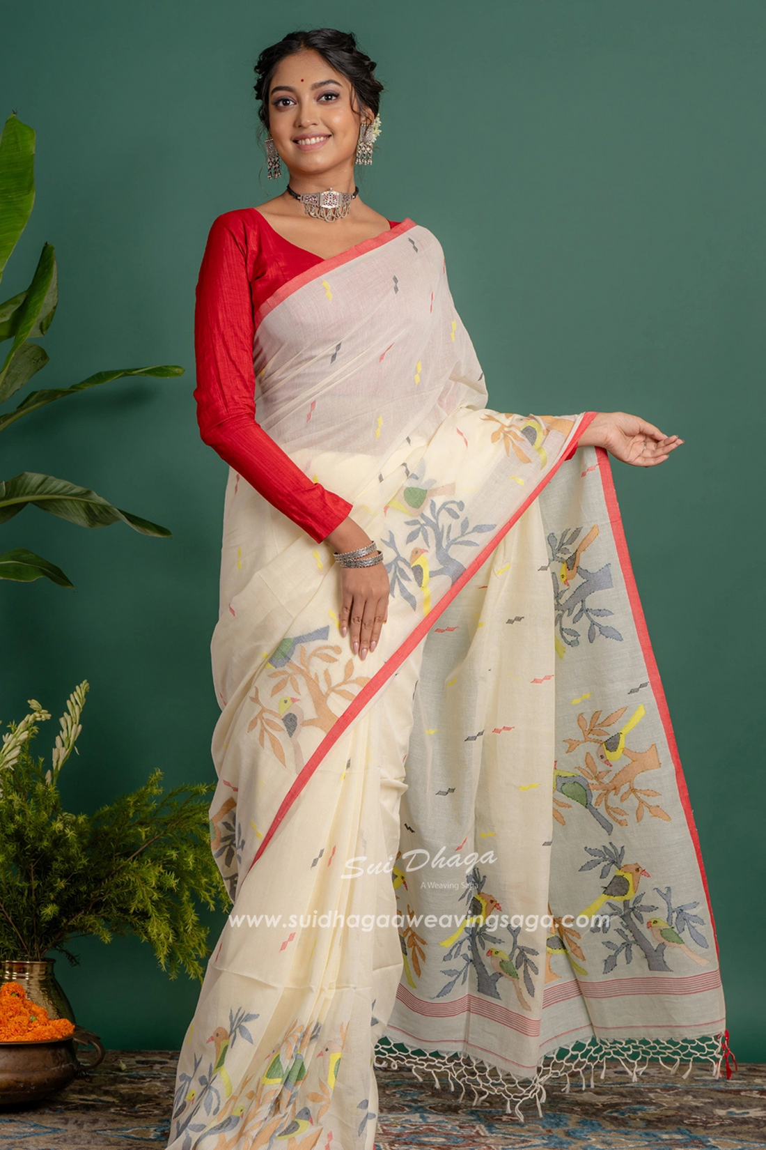 Organic Cotton handwoven needle jamdani