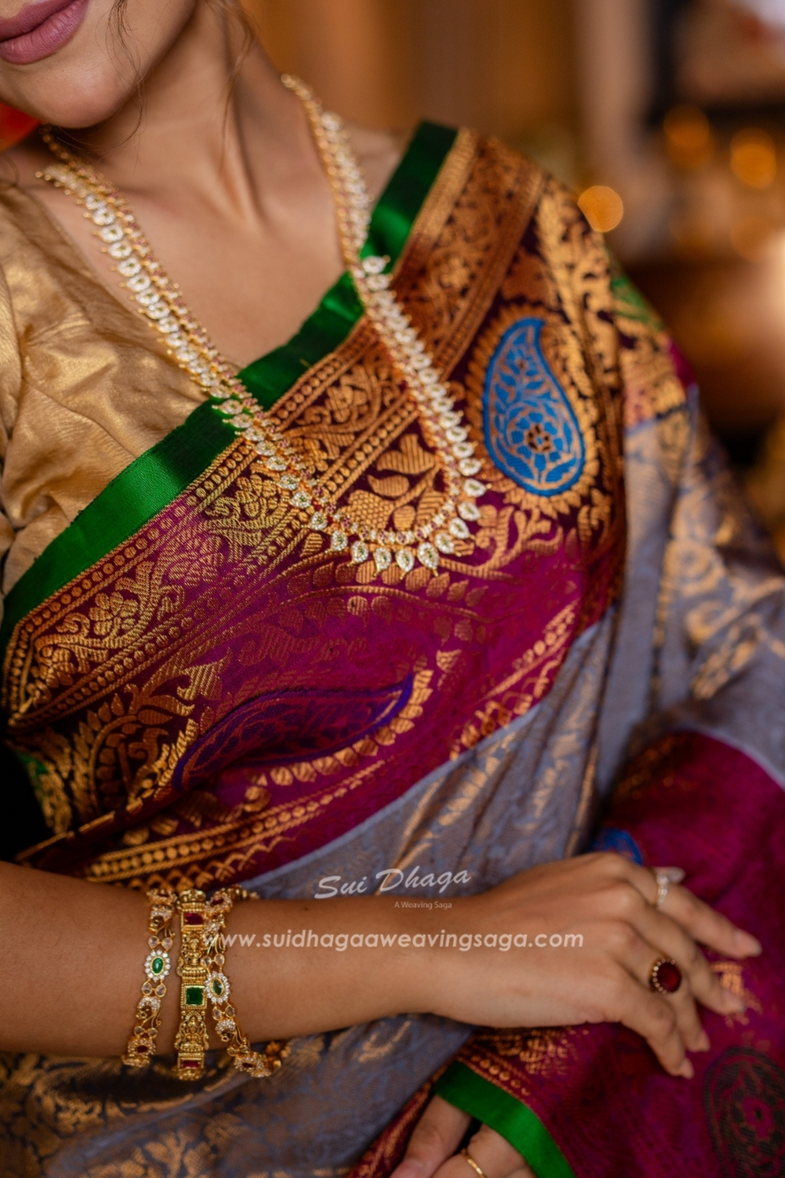 Dual-Tone Brocade Meenakari Paithani Saree