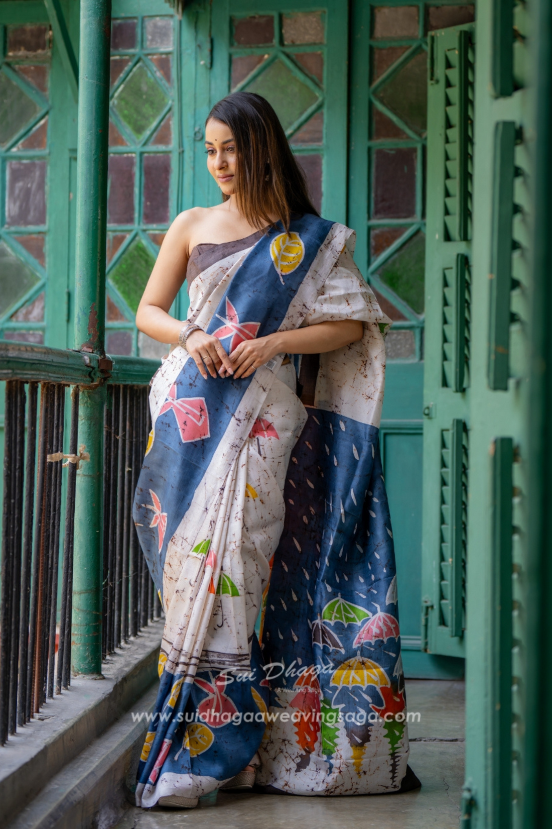 Batik Monsoon Happiness Pure Mulberry Silk Saree