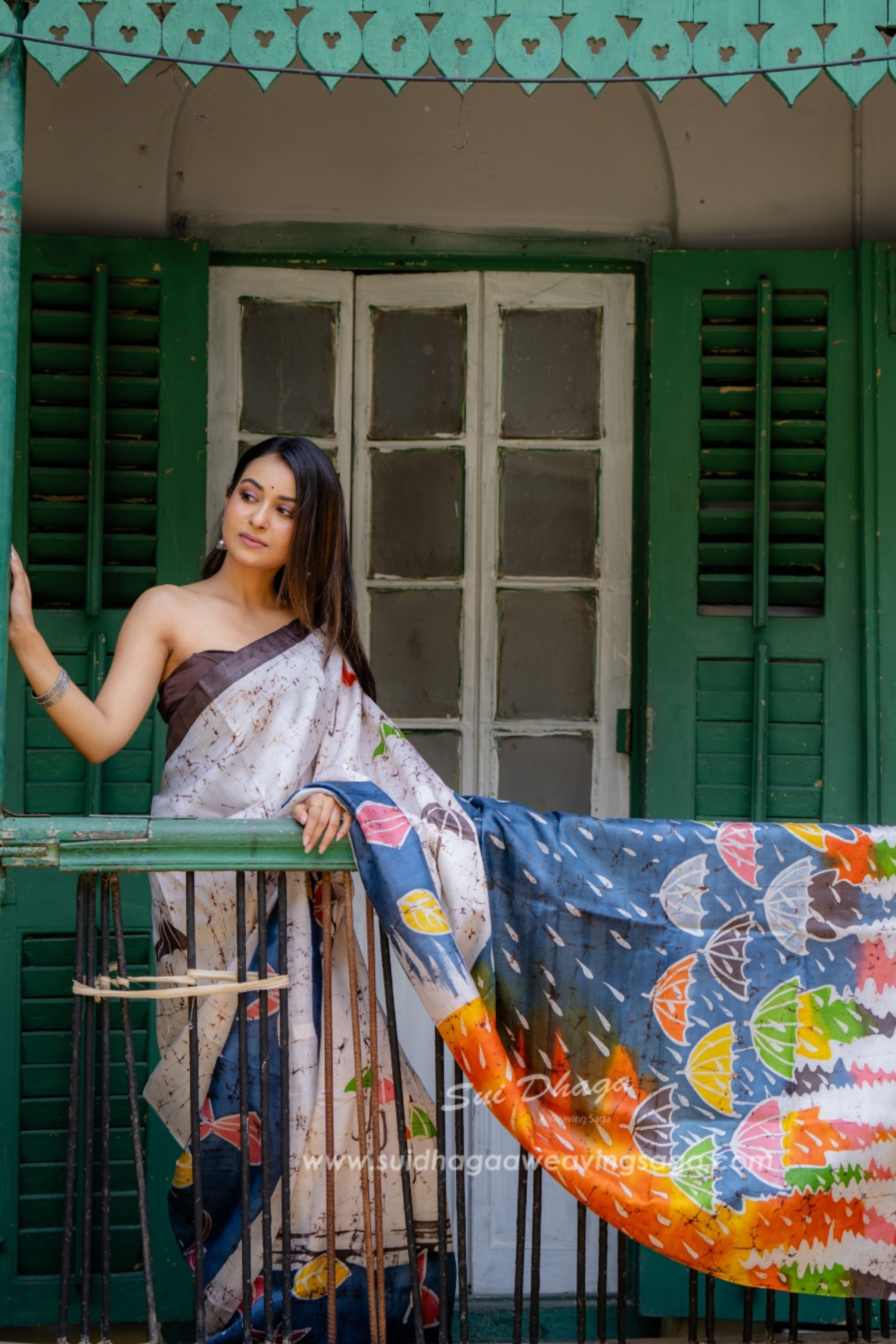 Batik Monsoon Happiness Pure Mulberry Silk Saree