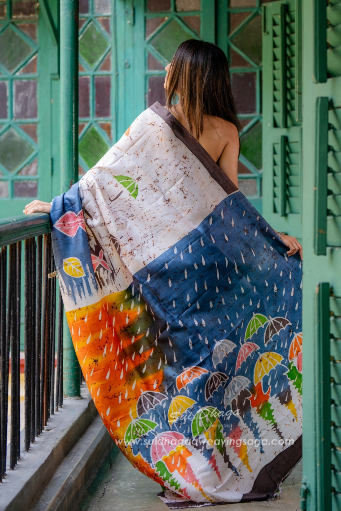 Batik Monsoon Happiness Pure Mulberry Silk Saree