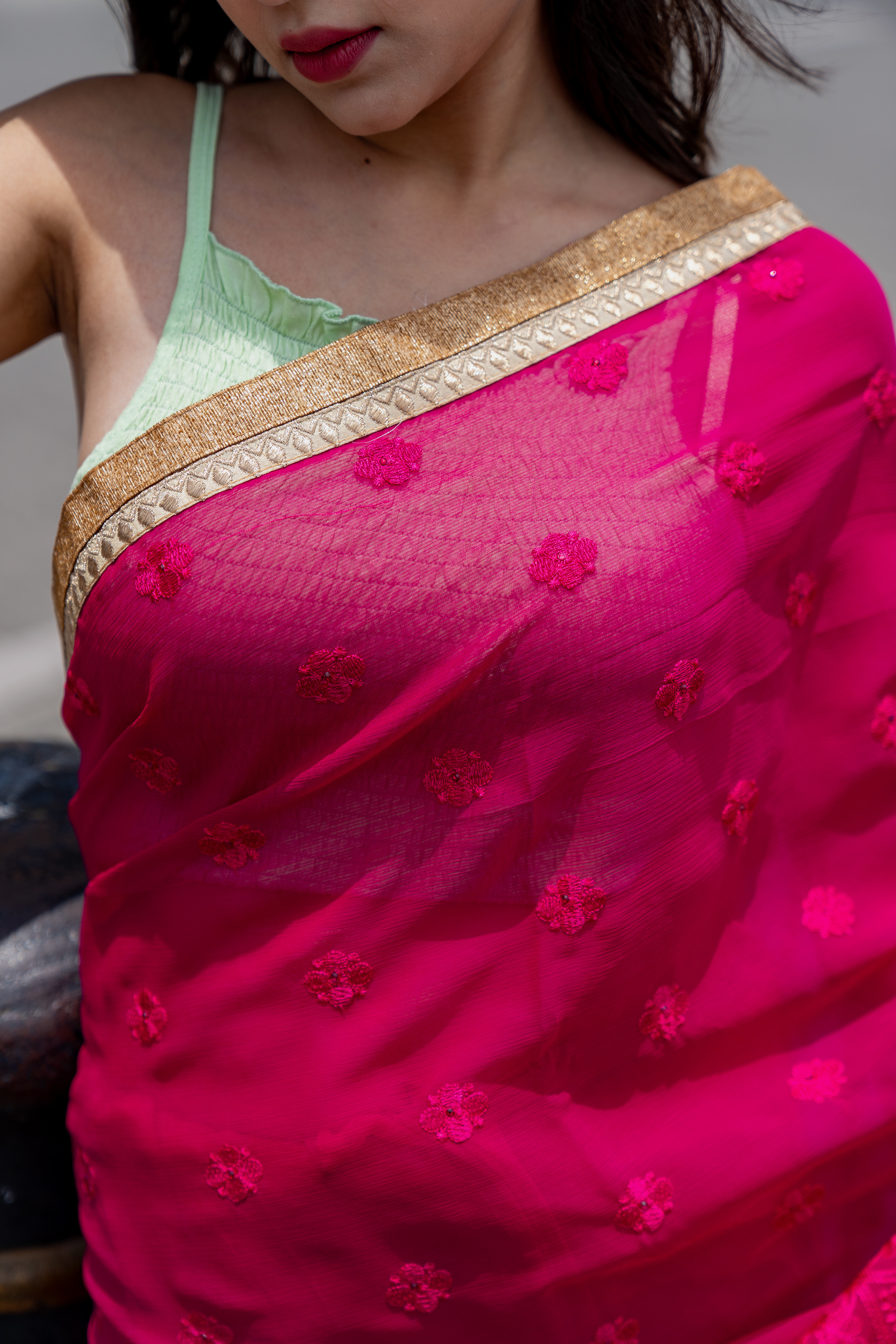 Rosé Whisper Chiffon Saree