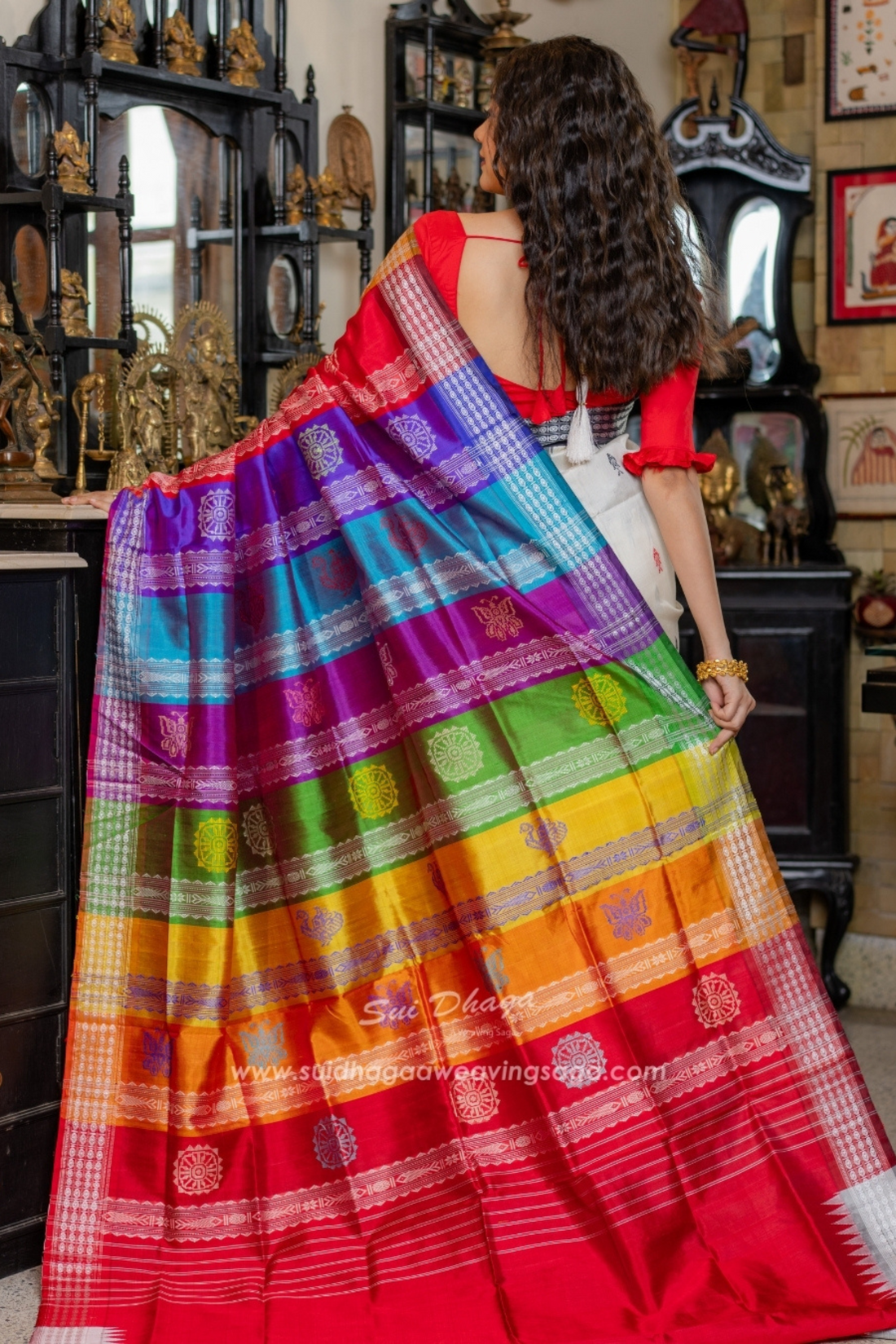 Berhampuri Ganga Jamuna Double Pallu Pure Silk Saree