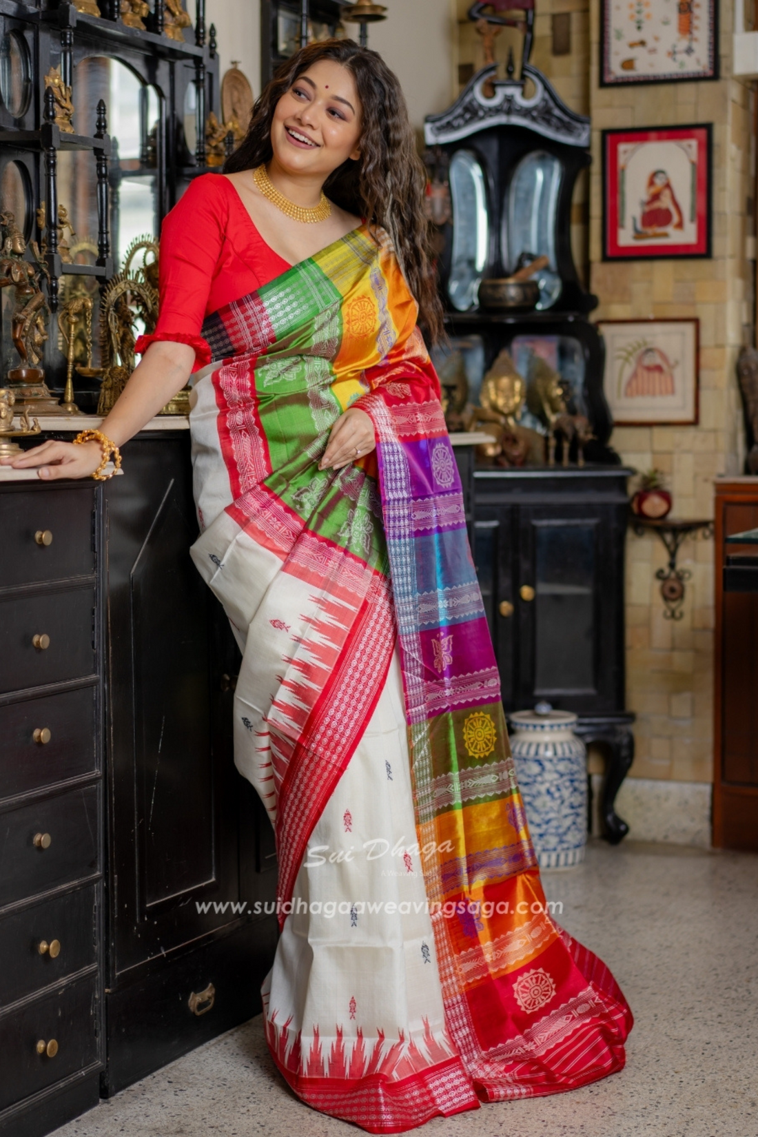Berhampuri Ganga Jamuna Double Pallu Pure Silk Saree