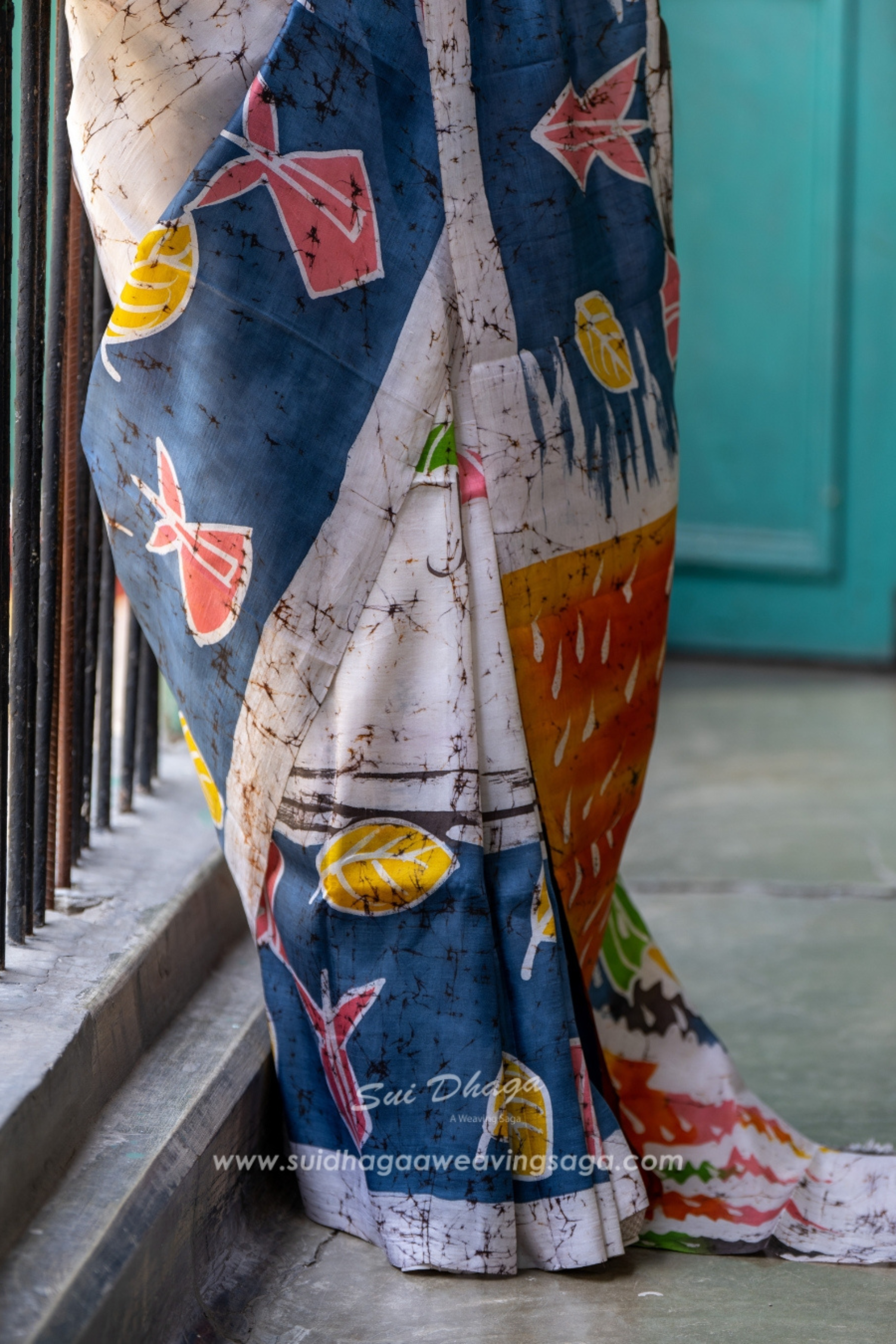 Batik Monsoon Happiness Pure Mulberry Silk Saree